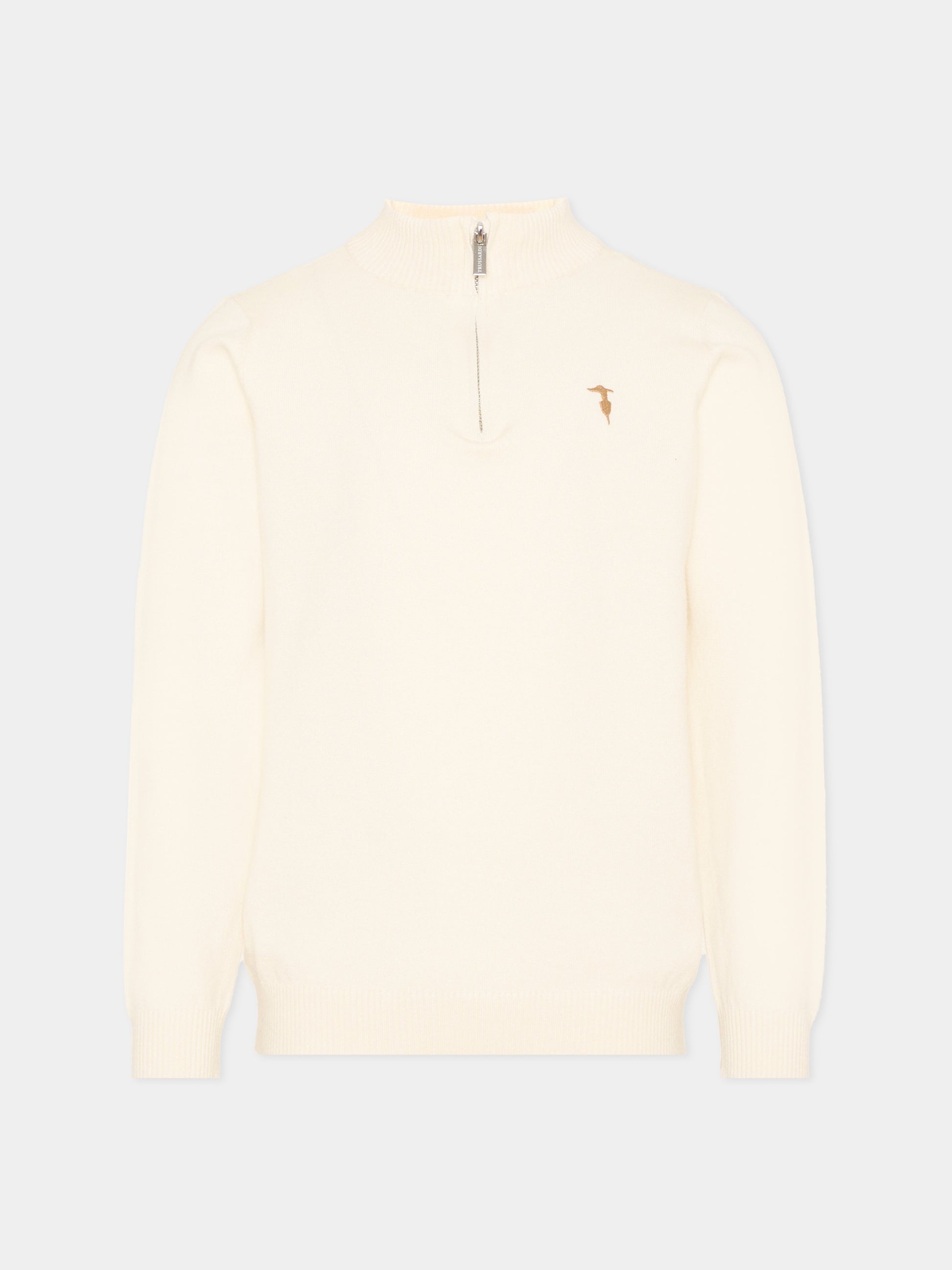 Maglione avorio per bambino con levriero,Trussardi Junior,TIA26116MA OFF-WHITE OFF-WHITE