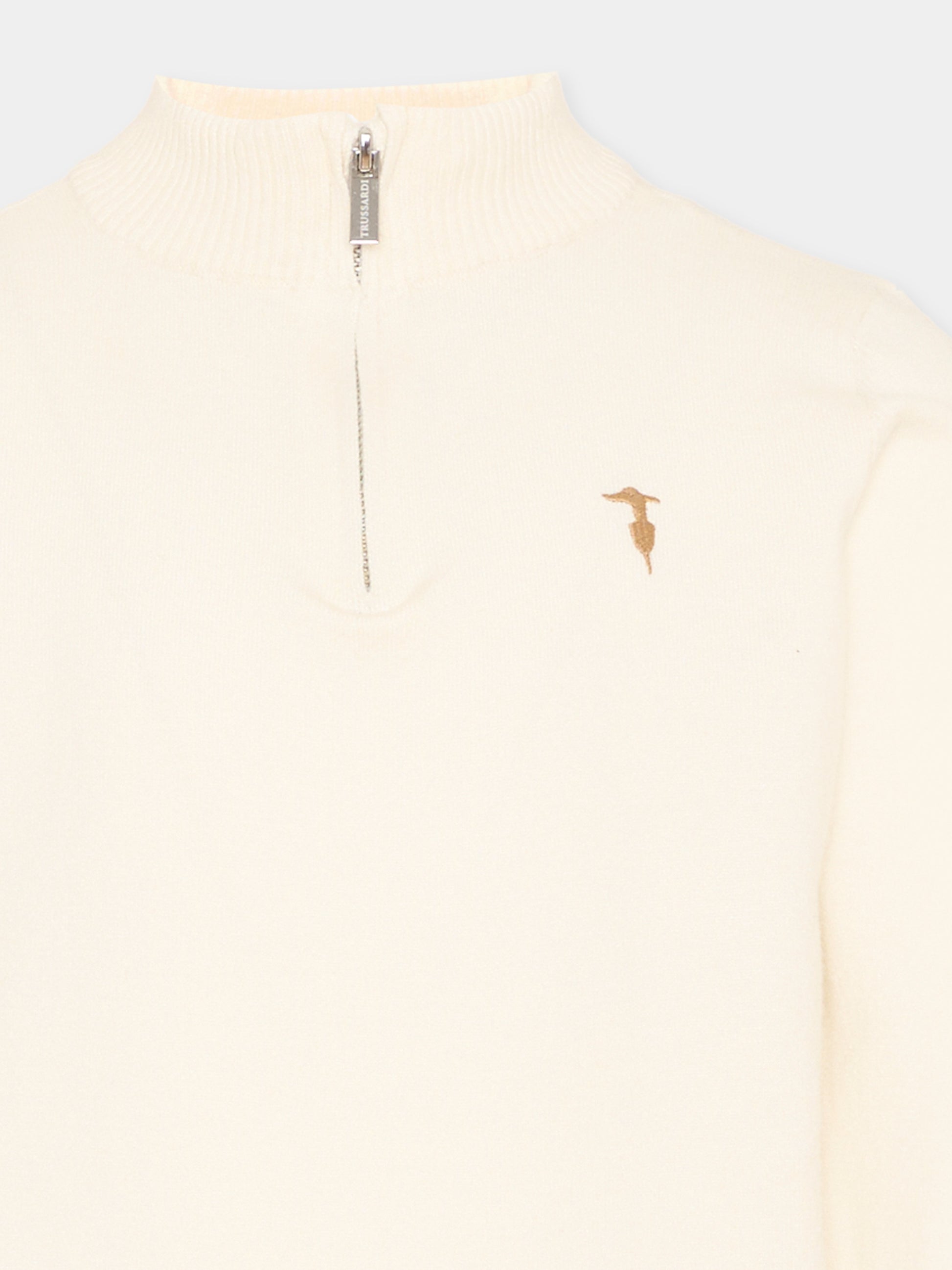 Maglione avorio per bambino con levriero,Trussardi Junior,TIA26116MA OFF-WHITE OFF-WHITE