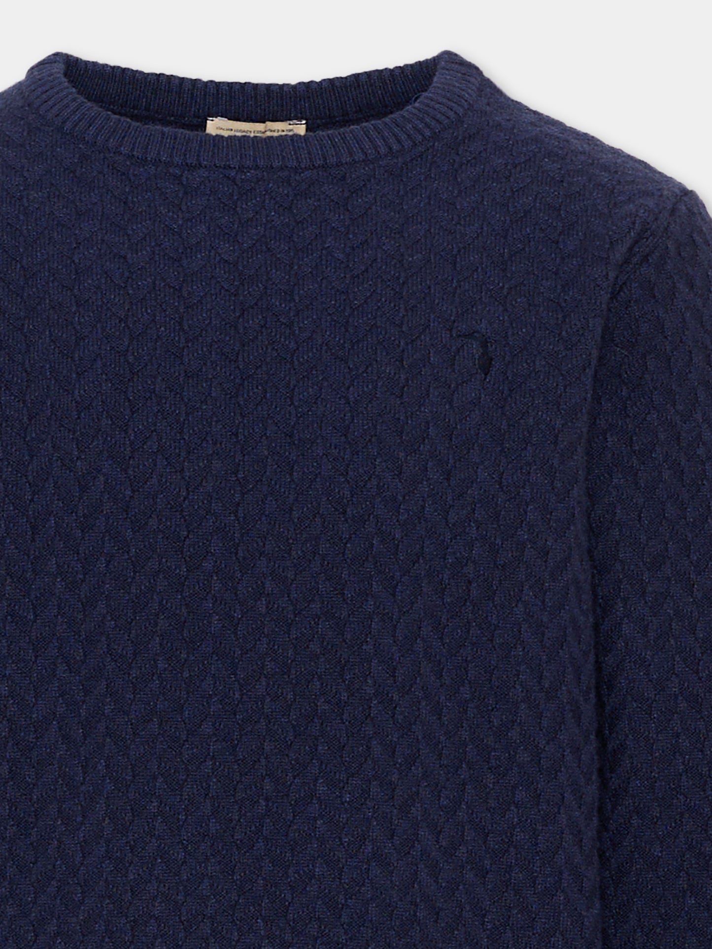 Maglione blu per bambino con logo,Trussardi Junior,TIA26003MA BLUE_NAVAL BLUE NAVAL