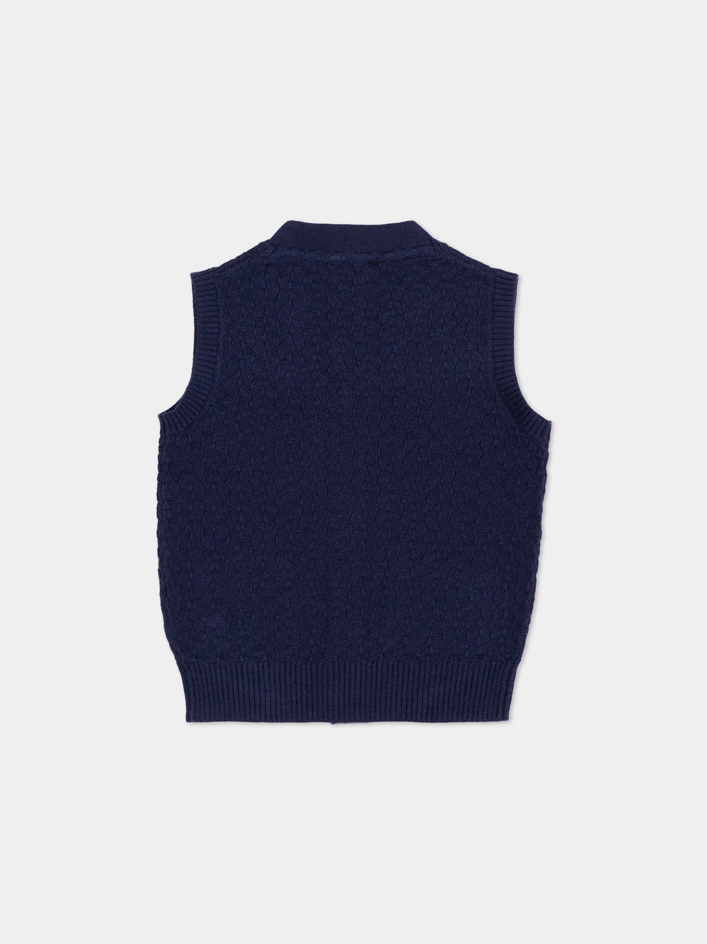 Gilet blu per neonato con logo,Trussardi Junior,TIA26013GL BLUE_NAVAL BLUE NAVAL