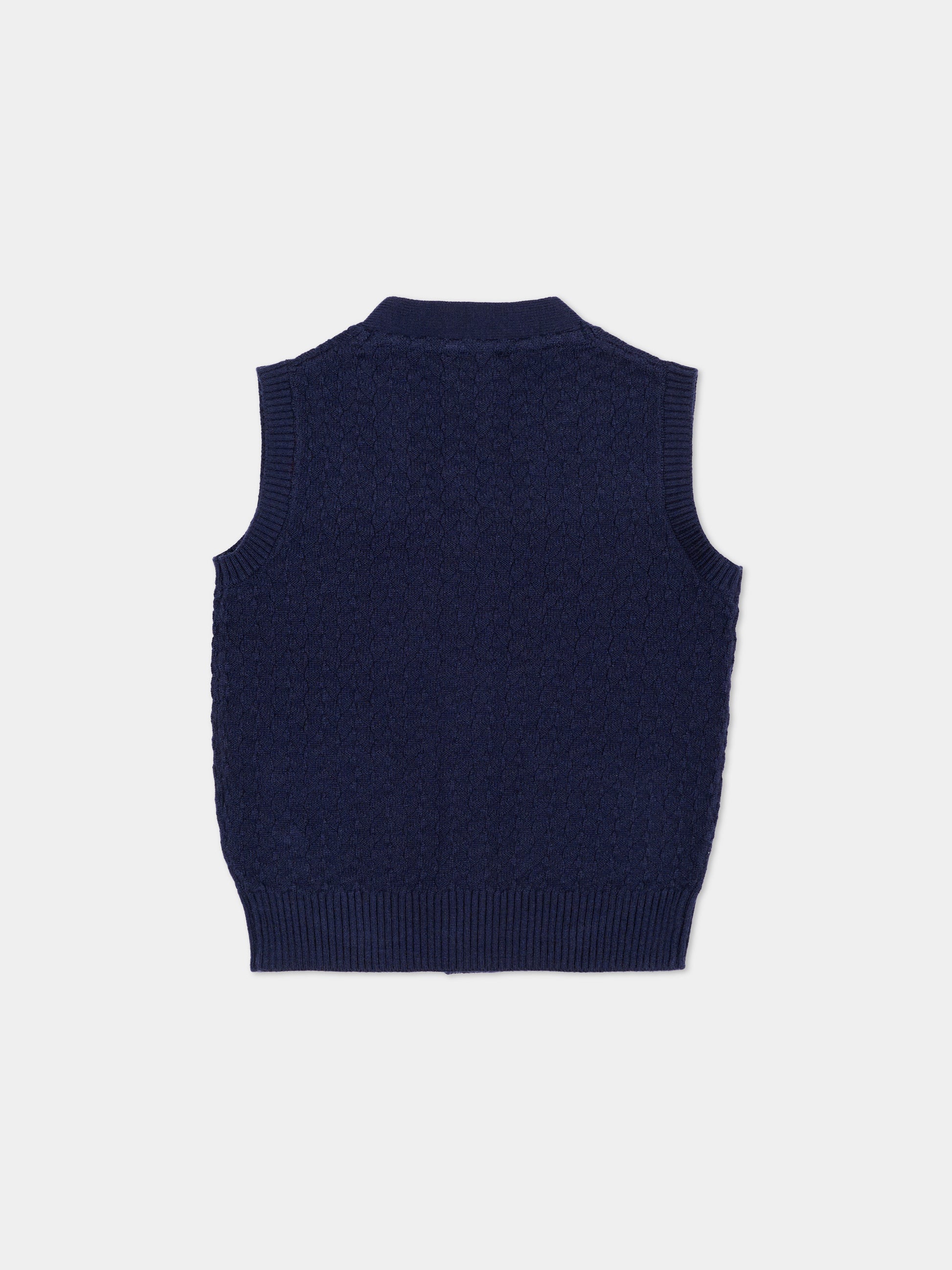 Gilet blu per neonato con logo,Trussardi Junior,TIA26013GL BLUE_NAVAL BLUE NAVAL