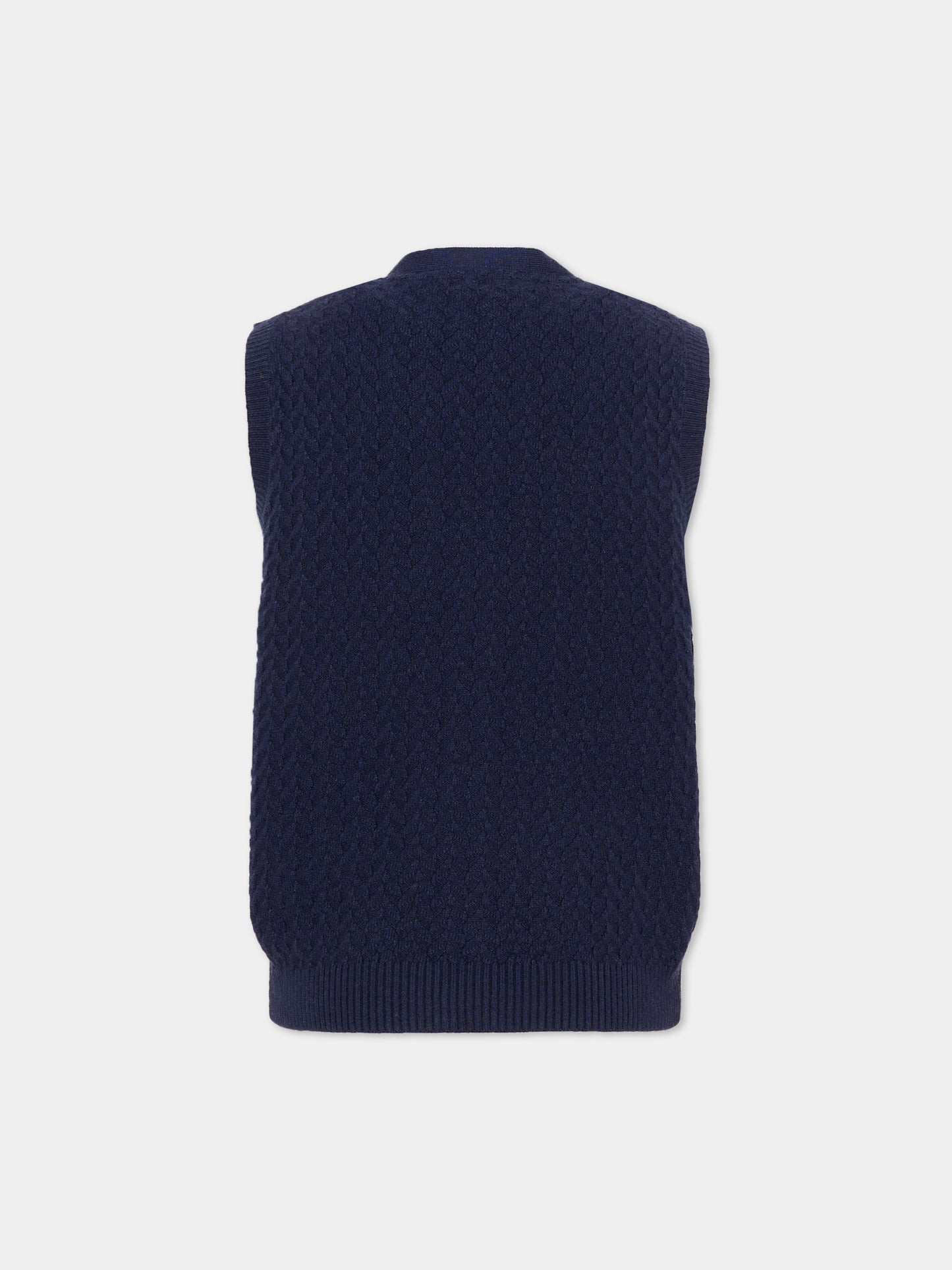 Gilet blu per bambino con logo,Trussardi Junior,TIA26013GL BLUE_NAVAL BLUE NAVAL