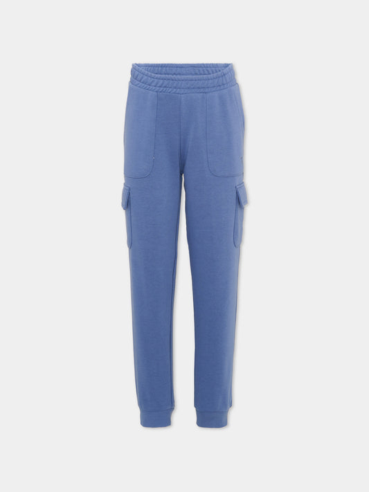 Pantaloni sportivi celeste per bambino con logo,Trussardi Junior,TIA26078PA AVIO AVIO