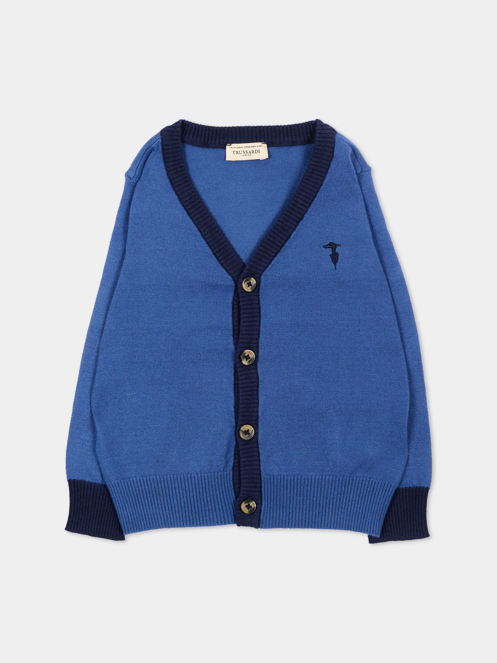 Cardigan blu per neonato con logo,Trussardi Junior,TIA26071CD AVIO/BL.N. AVIO