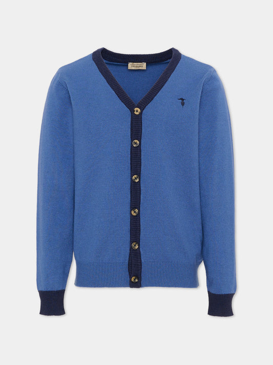 Cardigan blu per bambino con logo,Trussardi Junior,TIA26071CD AVIO/BL.N. AVIO