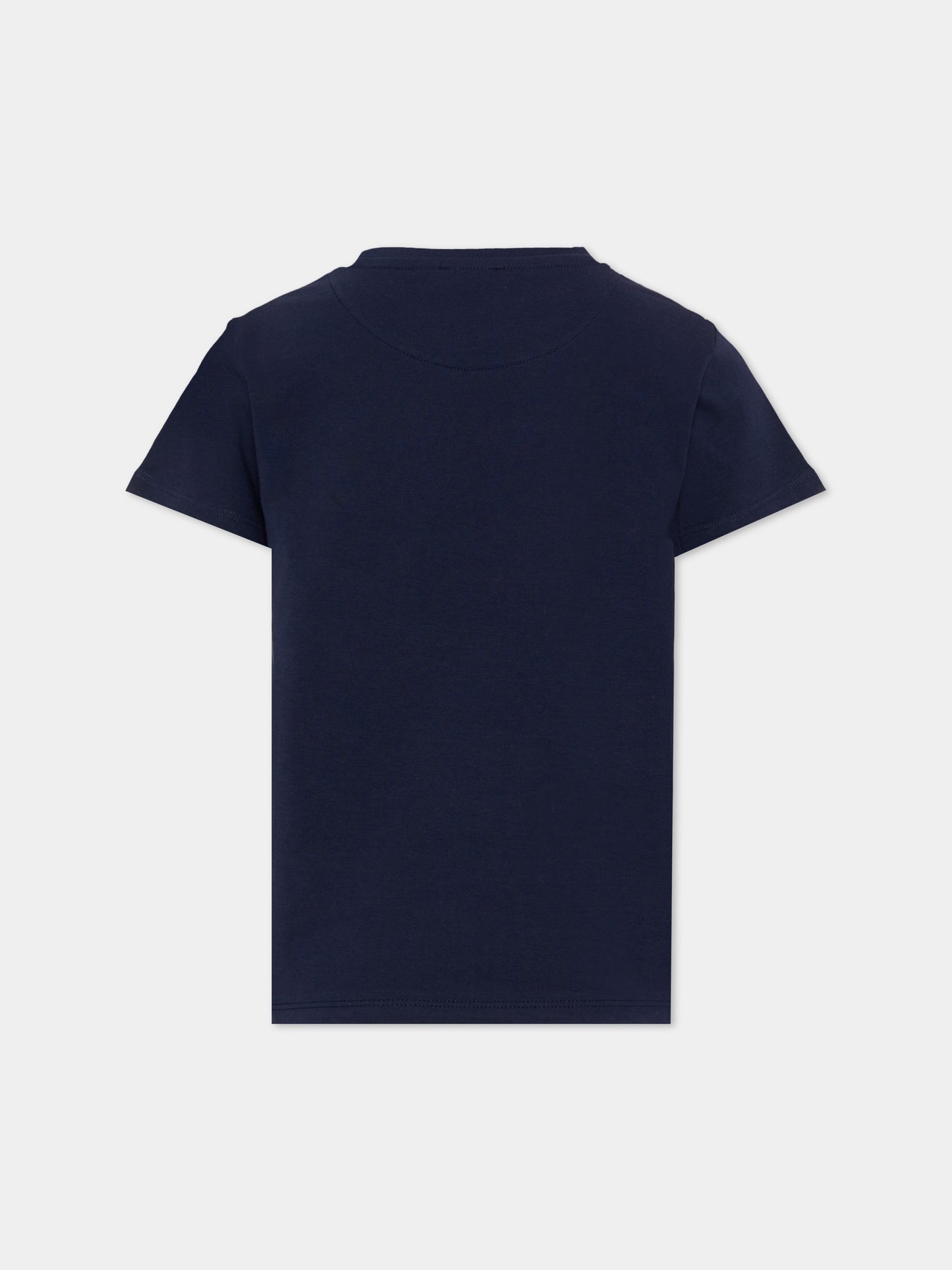T-Shirt blu per bambino con levrieri,Trussardi Junior,TIA26060TS BLUE_NAVAL BLUE NAVAL