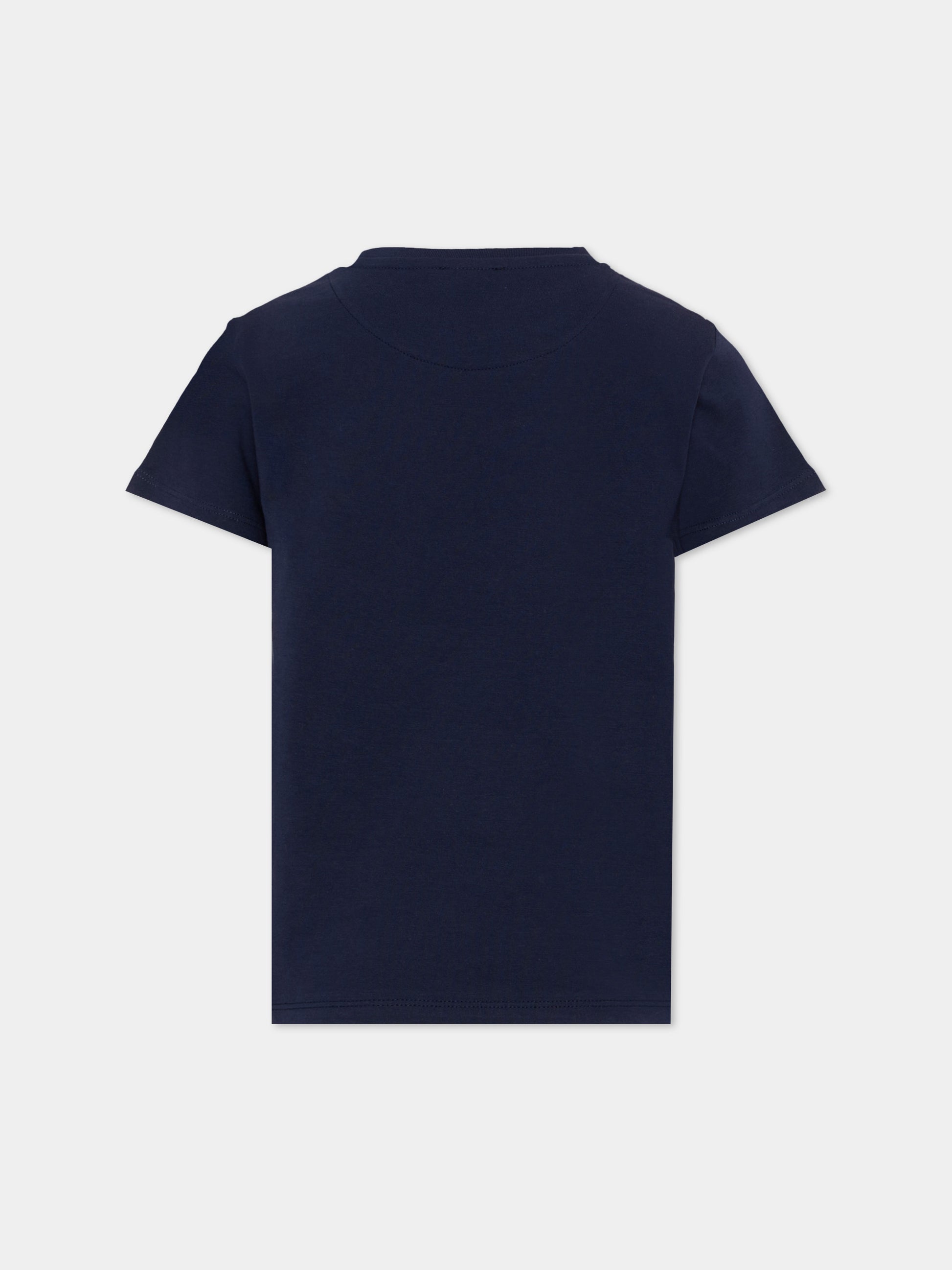 T-Shirt blu per bambino con levrieri,Trussardi Junior,TIA26060TS BLUE_NAVAL BLUE NAVAL
