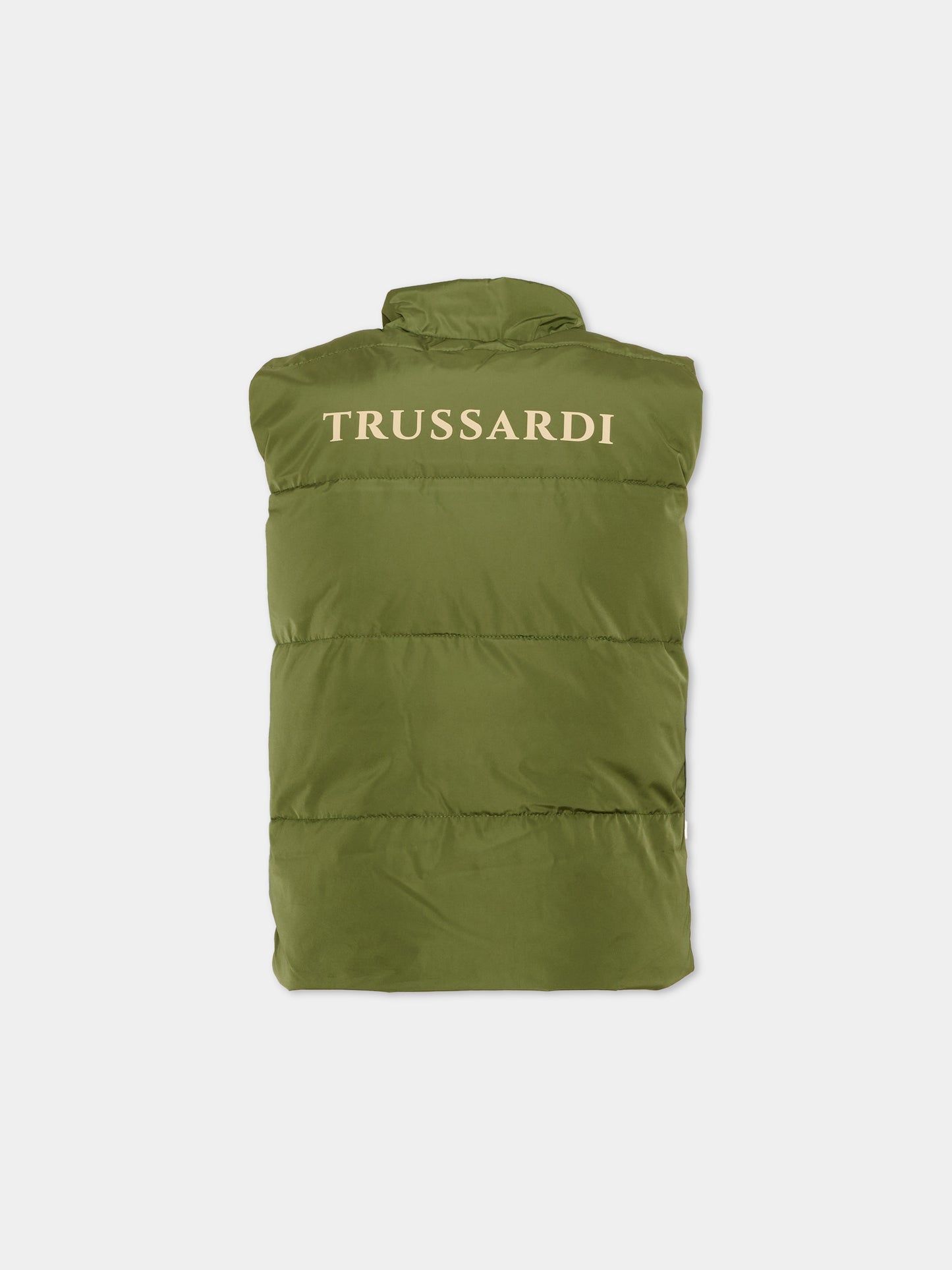Gilet verde per bambino con logo,Trussardi Junior,TIA26081PI CYPRESS CYPRESS