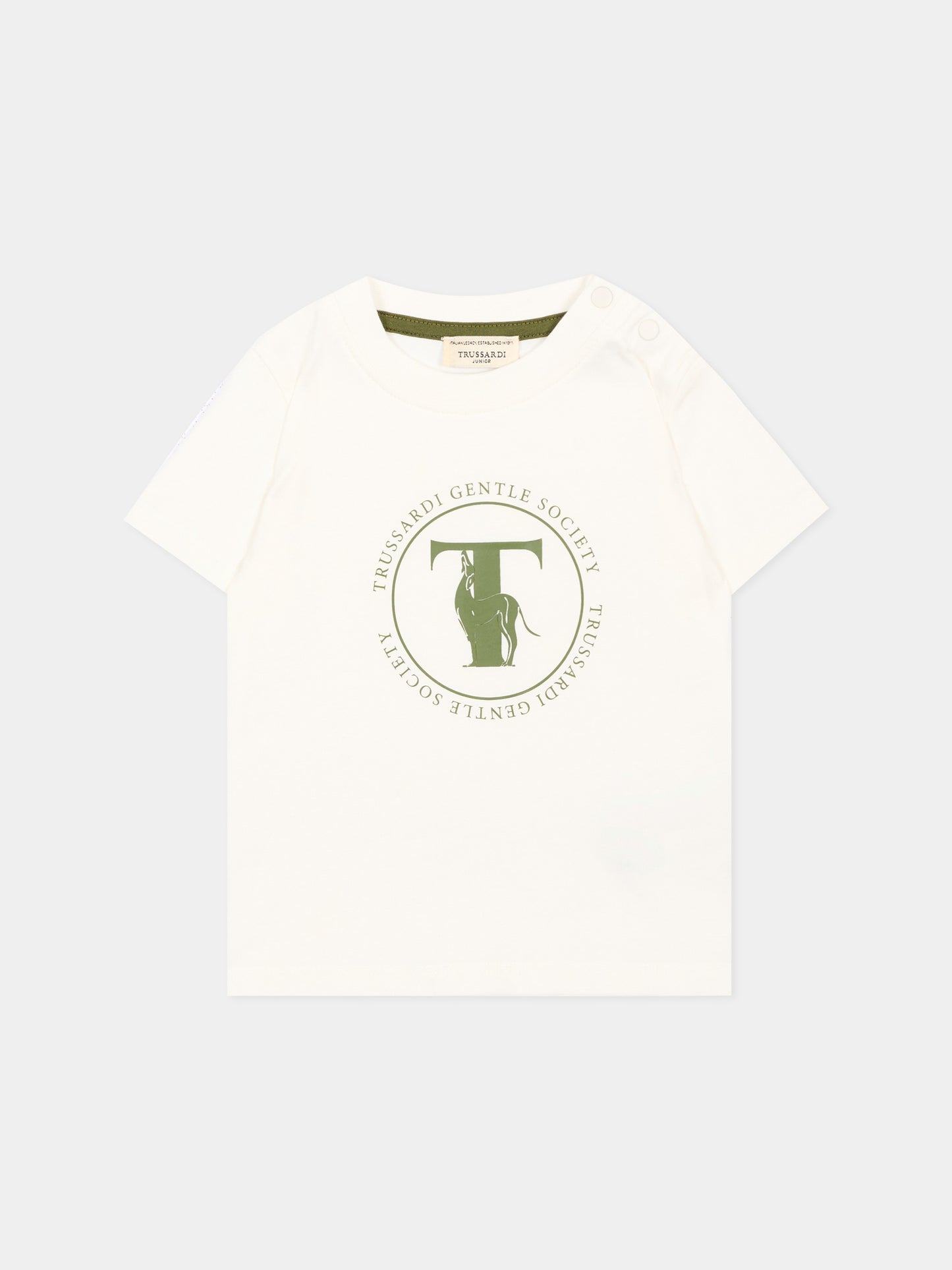T-shirt avorio per neonato con logo,Trussardi Junior,TIA26108TS OFF-WHITE OFF-WHITE