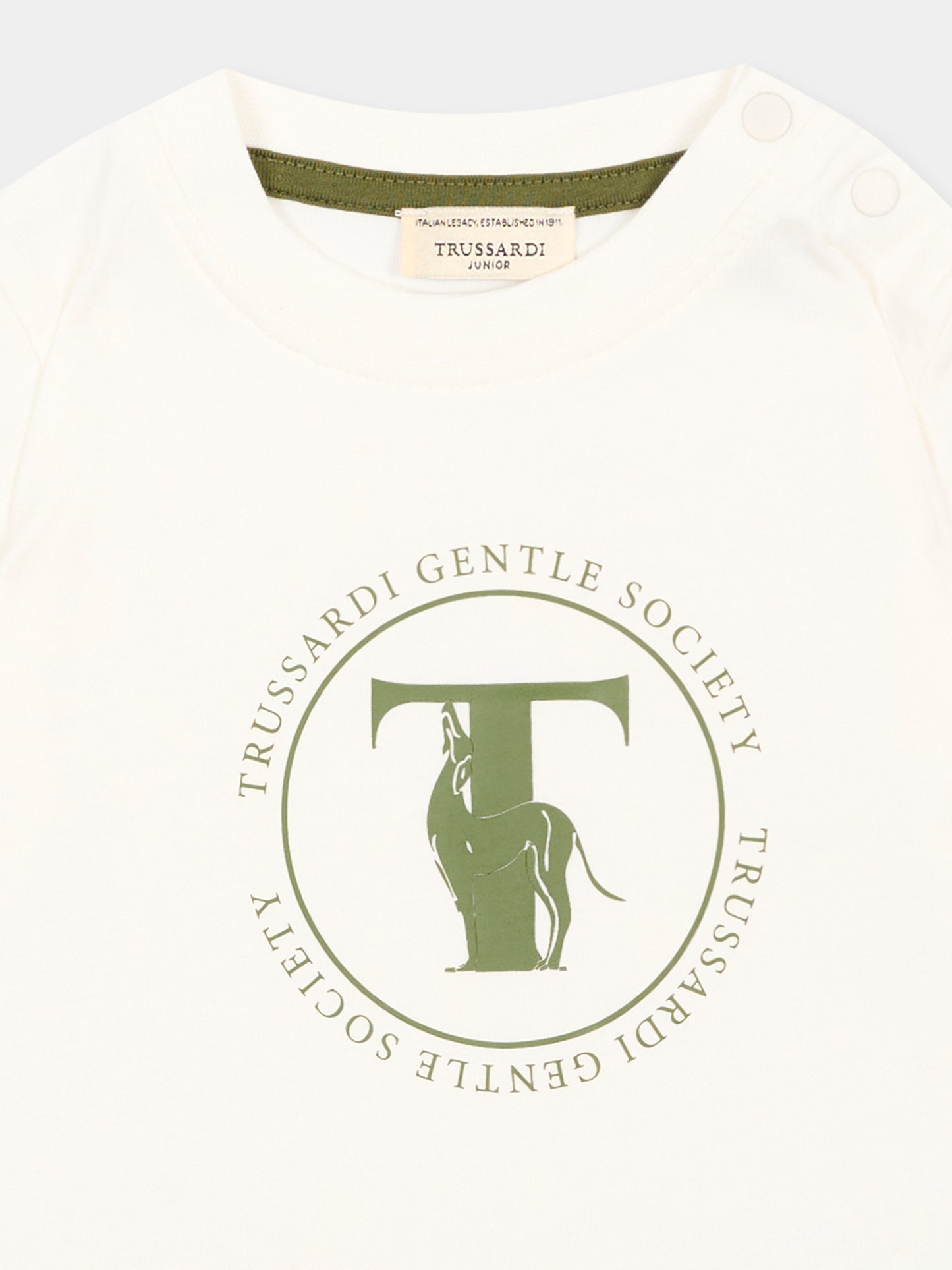 T-shirt avorio per neonato con logo,Trussardi Junior,TIA26108TS OFF-WHITE OFF-WHITE