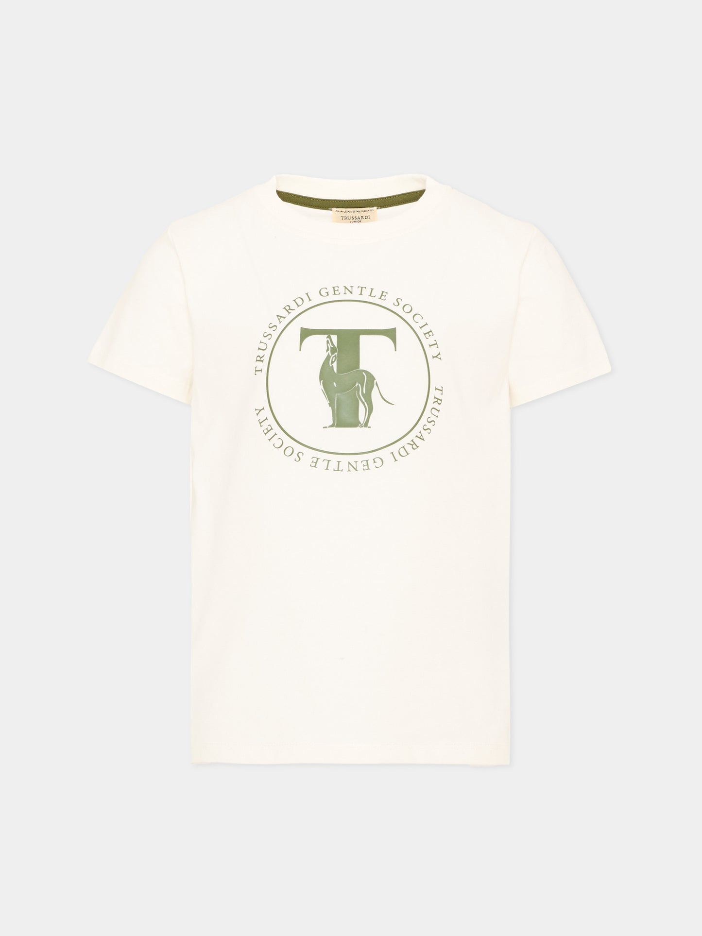 T-shirt avorio per bambino con logo,Trussardi Junior,TIA26108TS OFF-WHITE OFF-WHITE