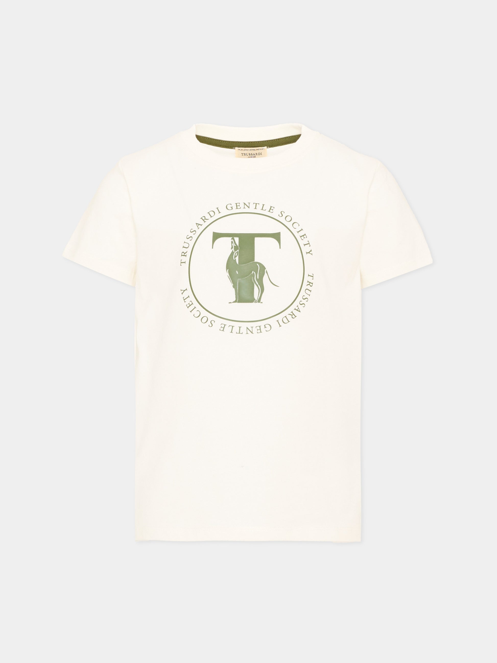 T-shirt avorio per bambino con logo,Trussardi Junior,TIA26108TS OFF-WHITE OFF-WHITE