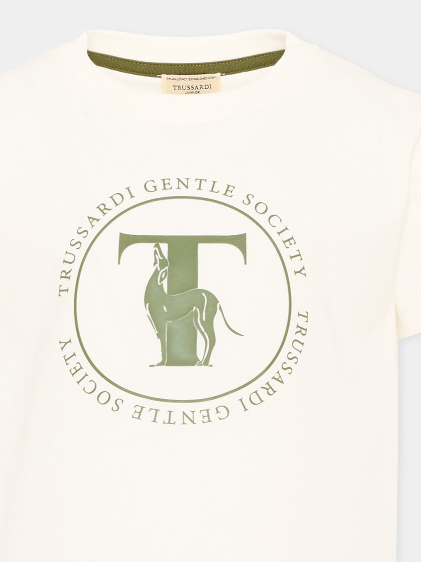 T-shirt avorio per bambino con logo,Trussardi Junior,TIA26108TS OFF-WHITE OFF-WHITE
