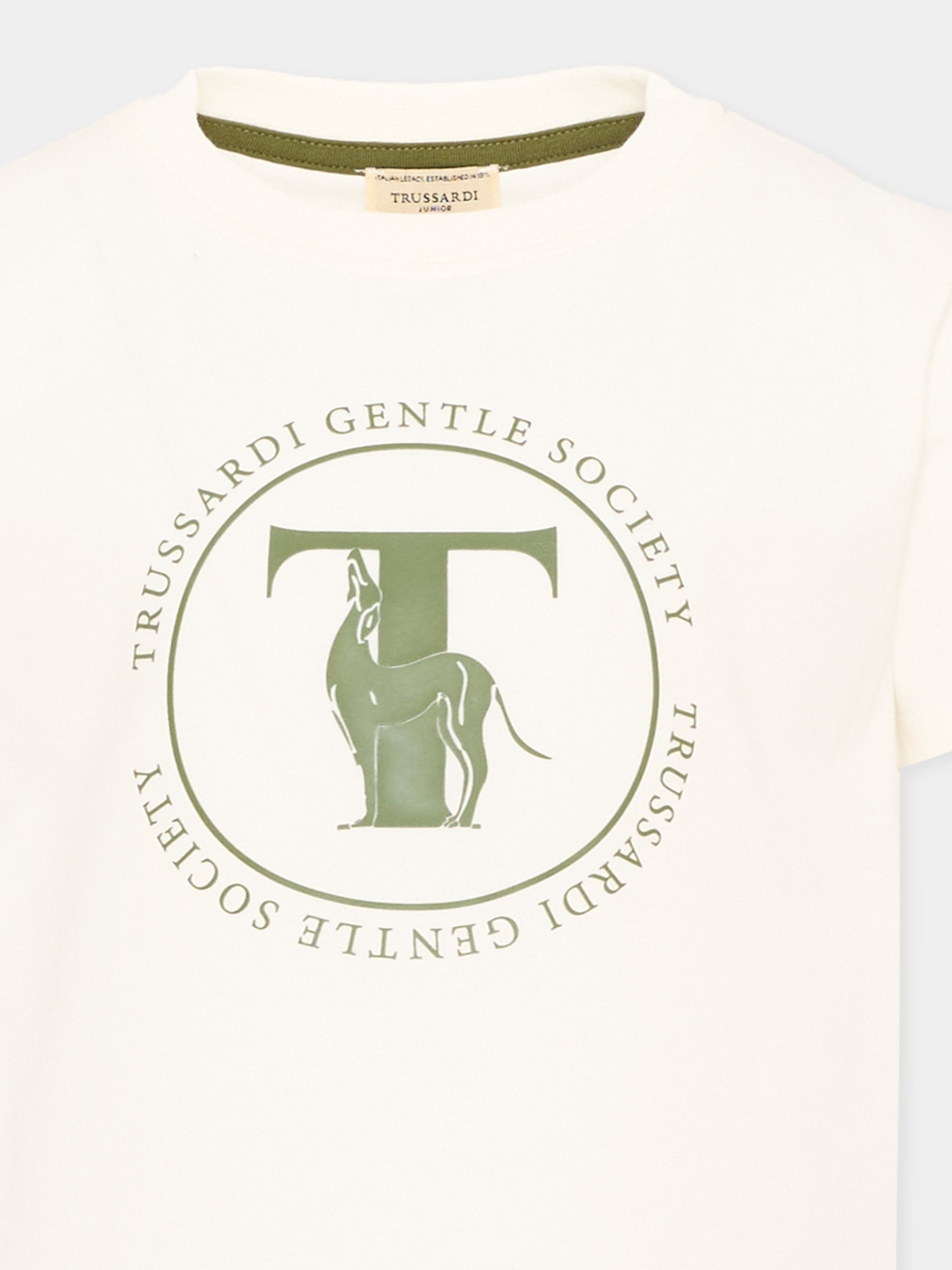 T-shirt avorio per bambino con logo,Trussardi Junior,TIA26108TS OFF-WHITE OFF-WHITE