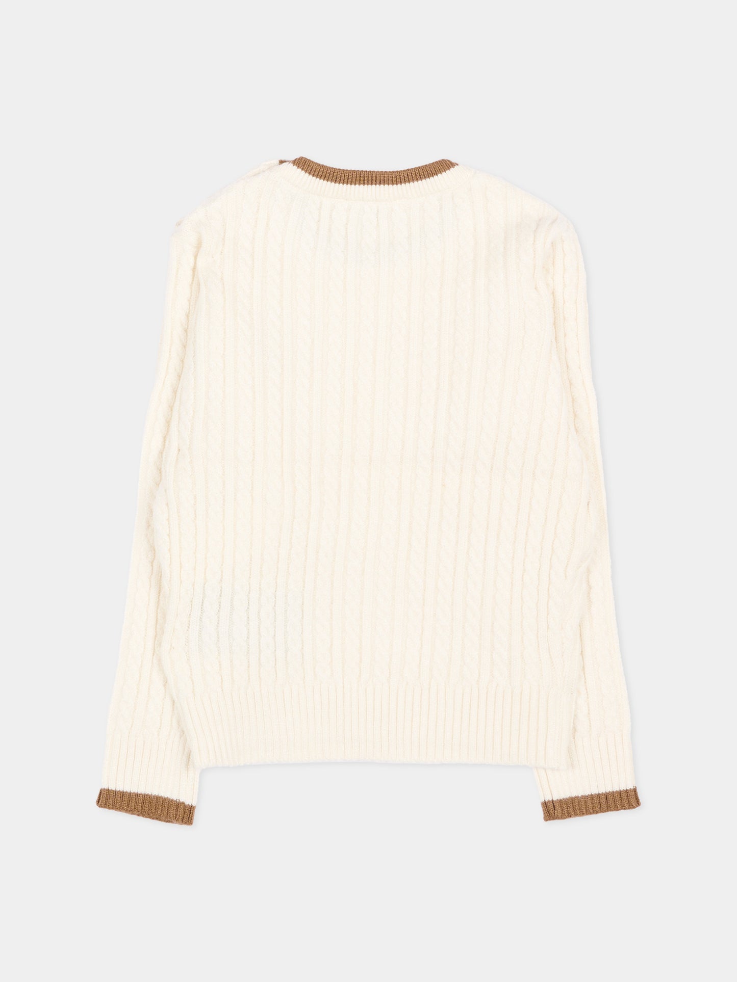 Maglione avorio per neonato con logo,Trussardi Junior,TIA26084MA O-WHITE/C. OFF-WHITE