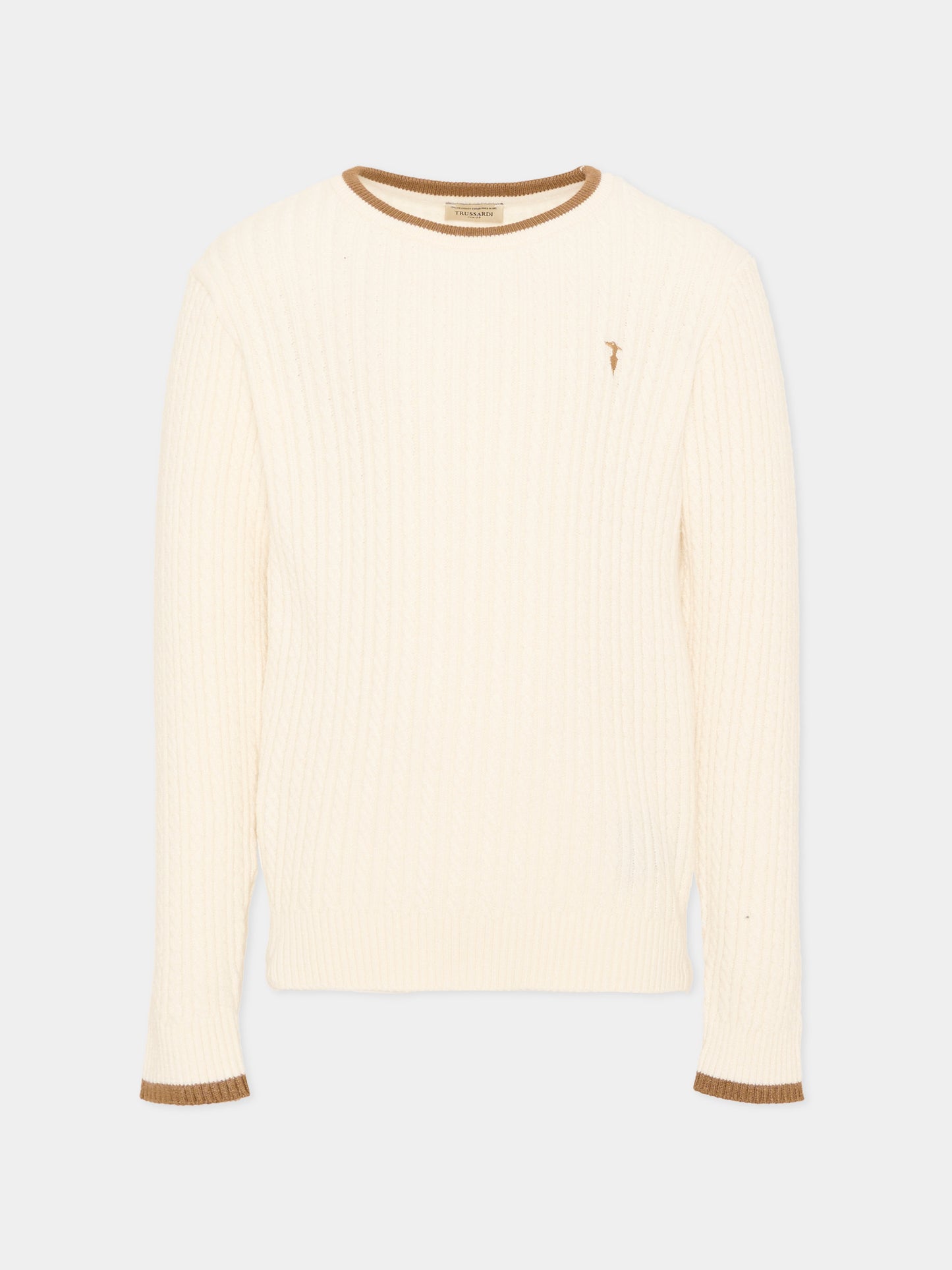 Maglione avorio per bambino con logo,Trussardi Junior,TIA26084MA O-WHITE/C. OFF-WHITE