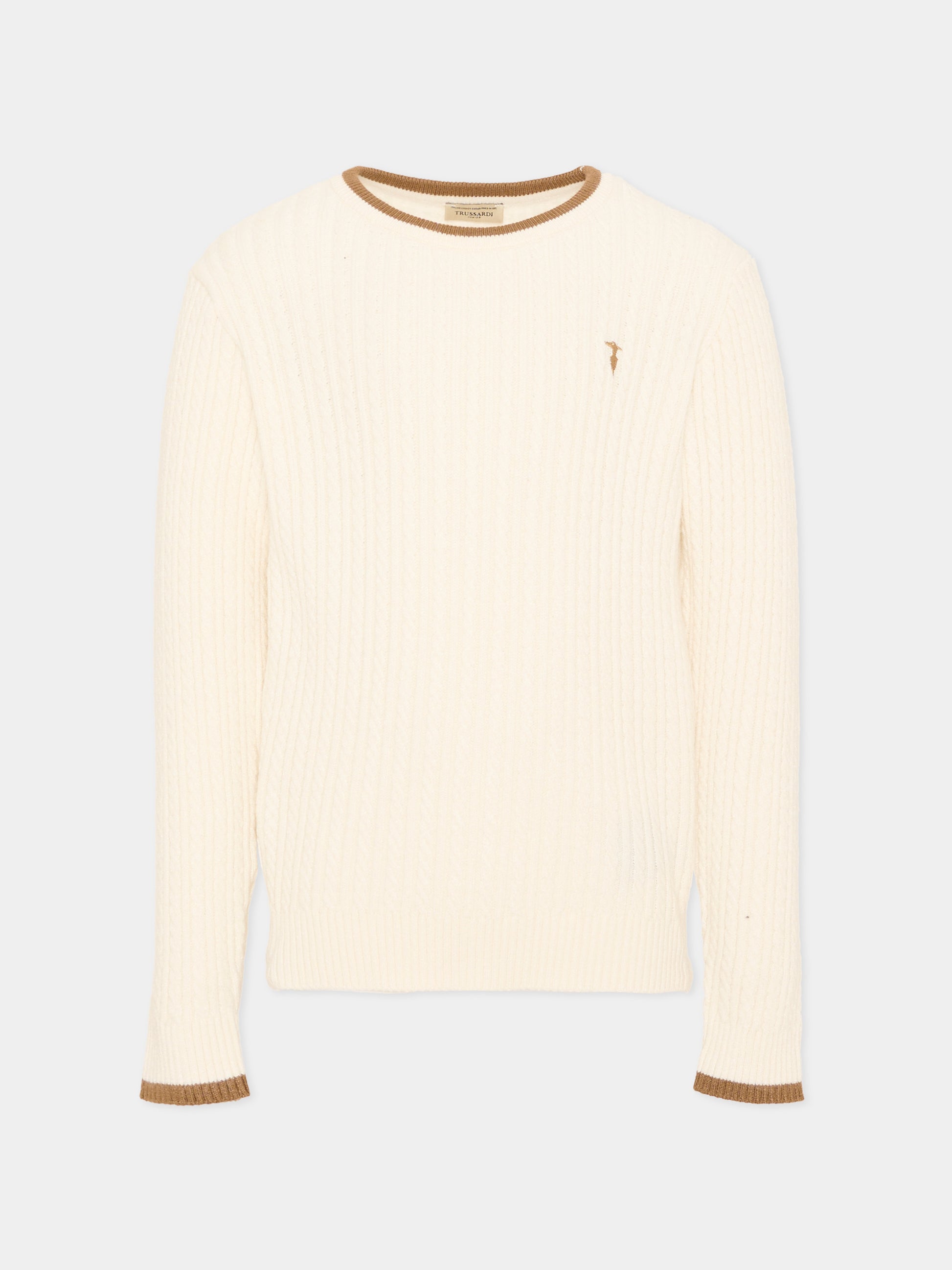 Maglione avorio per bambino con logo,Trussardi Junior,TIA26084MA O-WHITE/C. OFF-WHITE