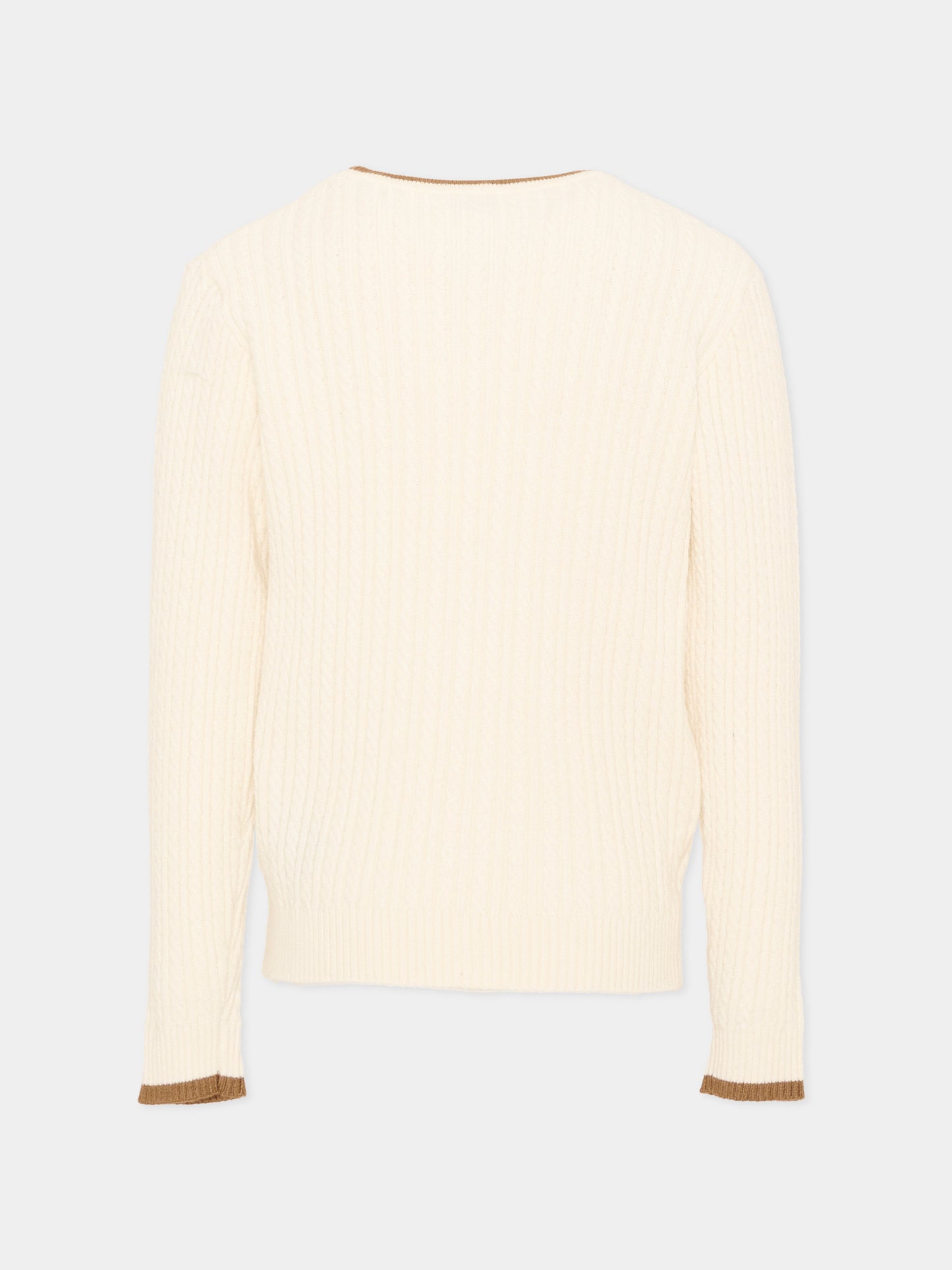 Maglione avorio per bambino con logo,Trussardi Junior,TIA26084MA O-WHITE/C. OFF-WHITE