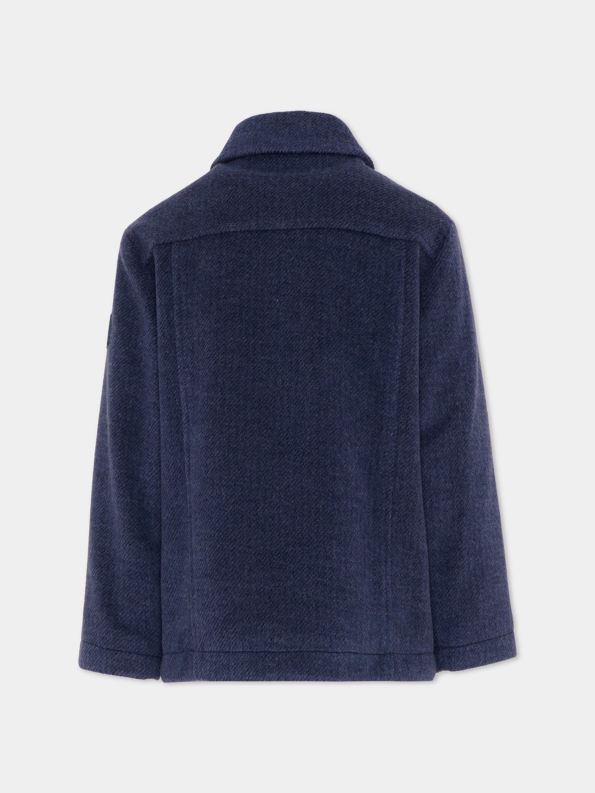 Cappotto blu per bambino con patch logo,Trussardi Junior,TBA26068CP BLUE_NAVAL BLUE NAVAL