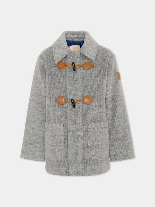 Cappotto grigio per bambino,Trussardi Junior,TBA26068CP GREY_LIG.M GREY LIGHT MELANGE