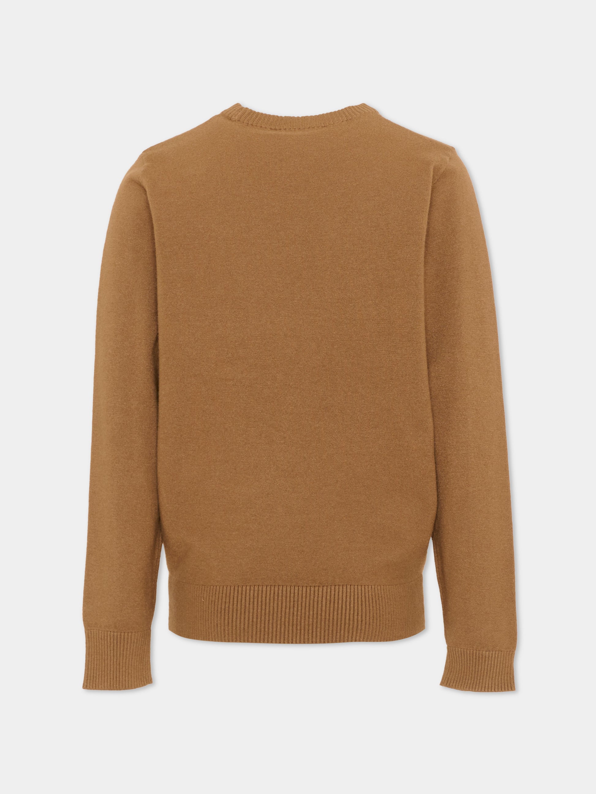 Maglione marrone per bambino con logo,Trussardi Junior,TBA26021MA CAMEL CAMEL