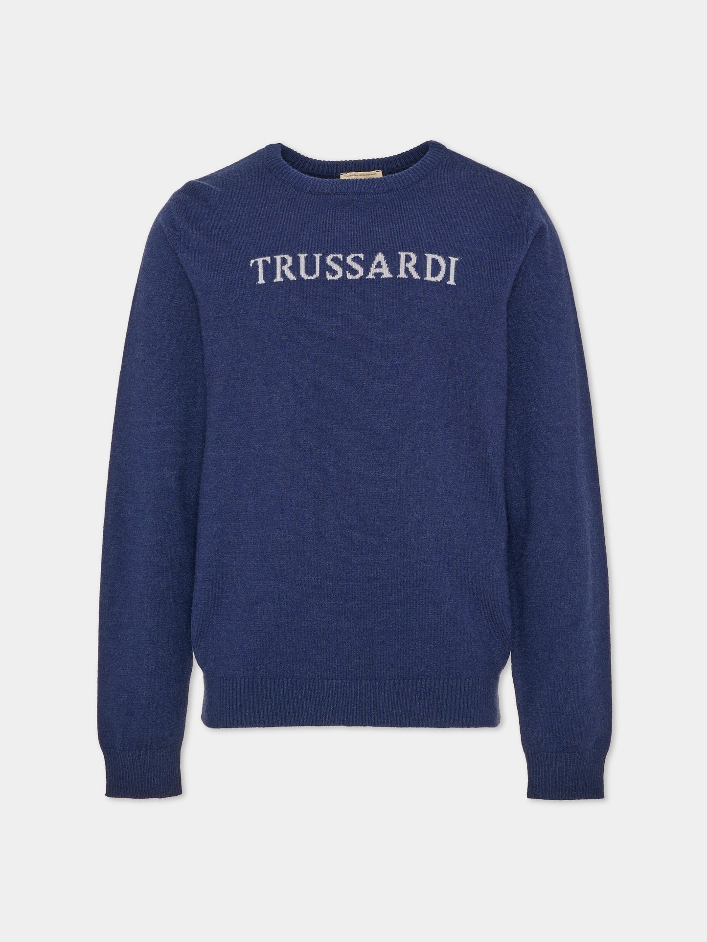 Maglione blu per bambino con logo,Trussardi Junior,TIA26171MA BLUE_NAVAL BLUE NAVAL