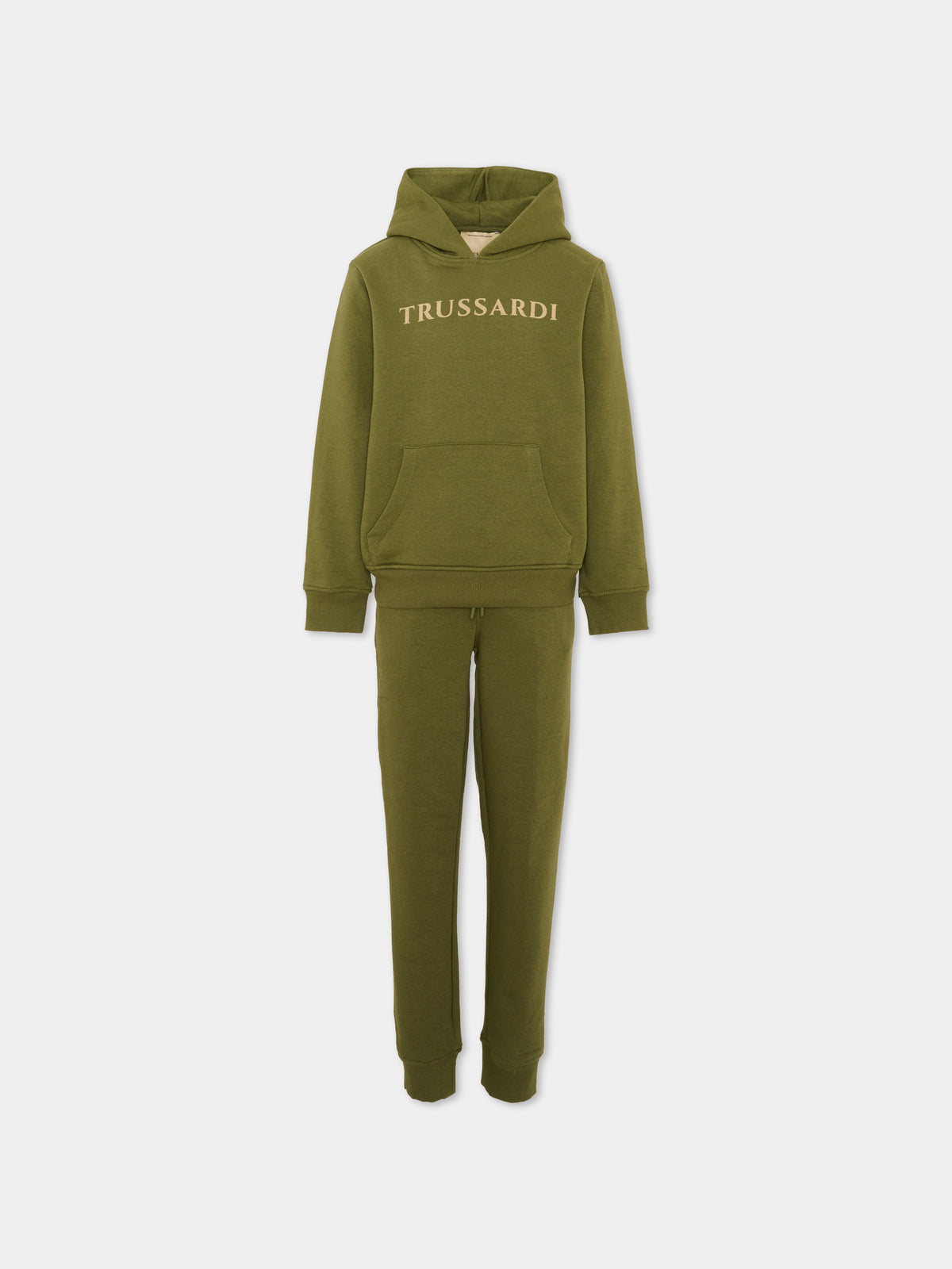 Completo sportivo lungo verde per bambino con logo,Trussardi Junior,TBA26069CF CYPRESS/CY CYPRESS