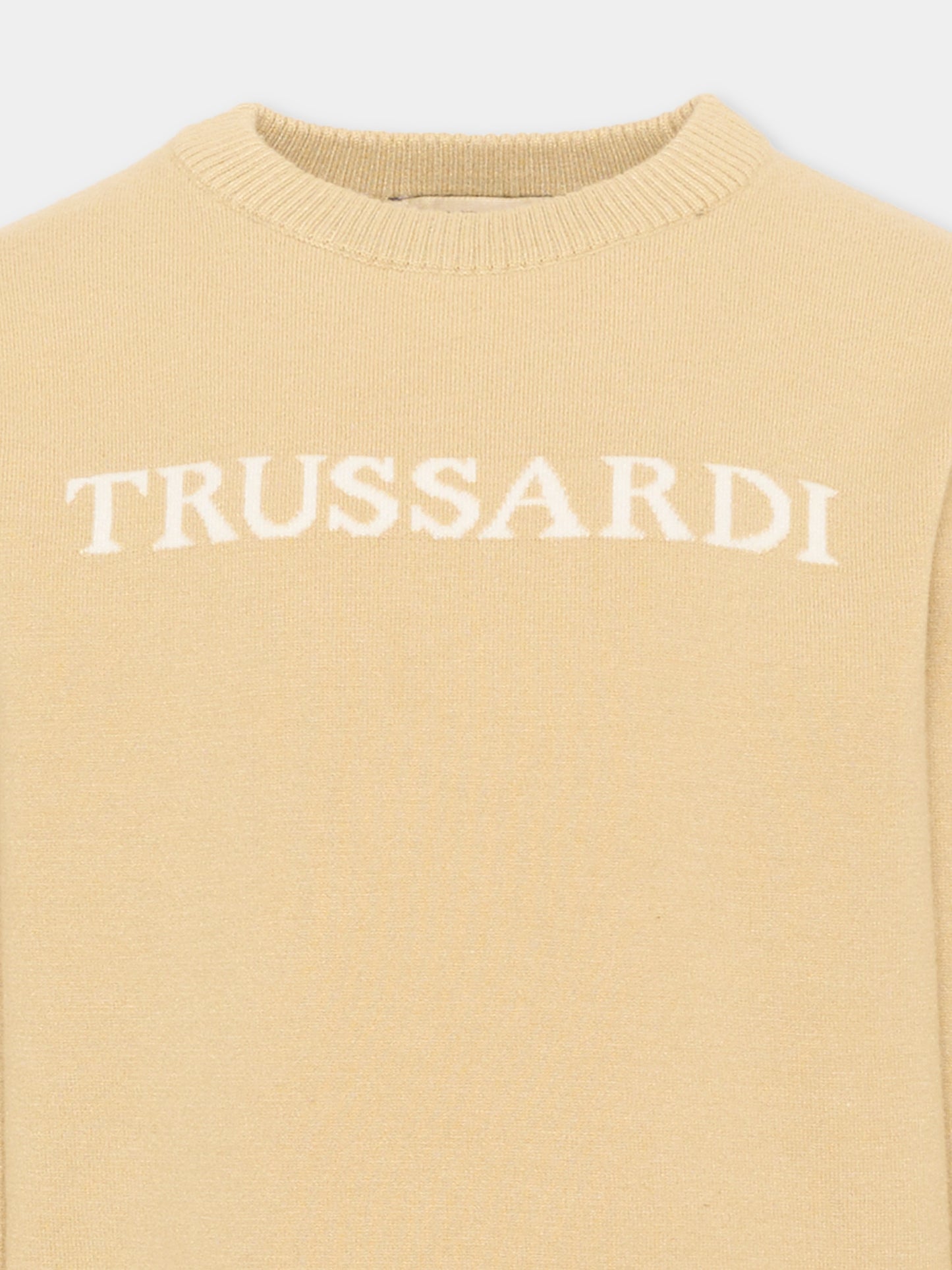 Maglione beige per bambino con logo,Trussardi Junior,TBA26021MA KHAKI KHAKI