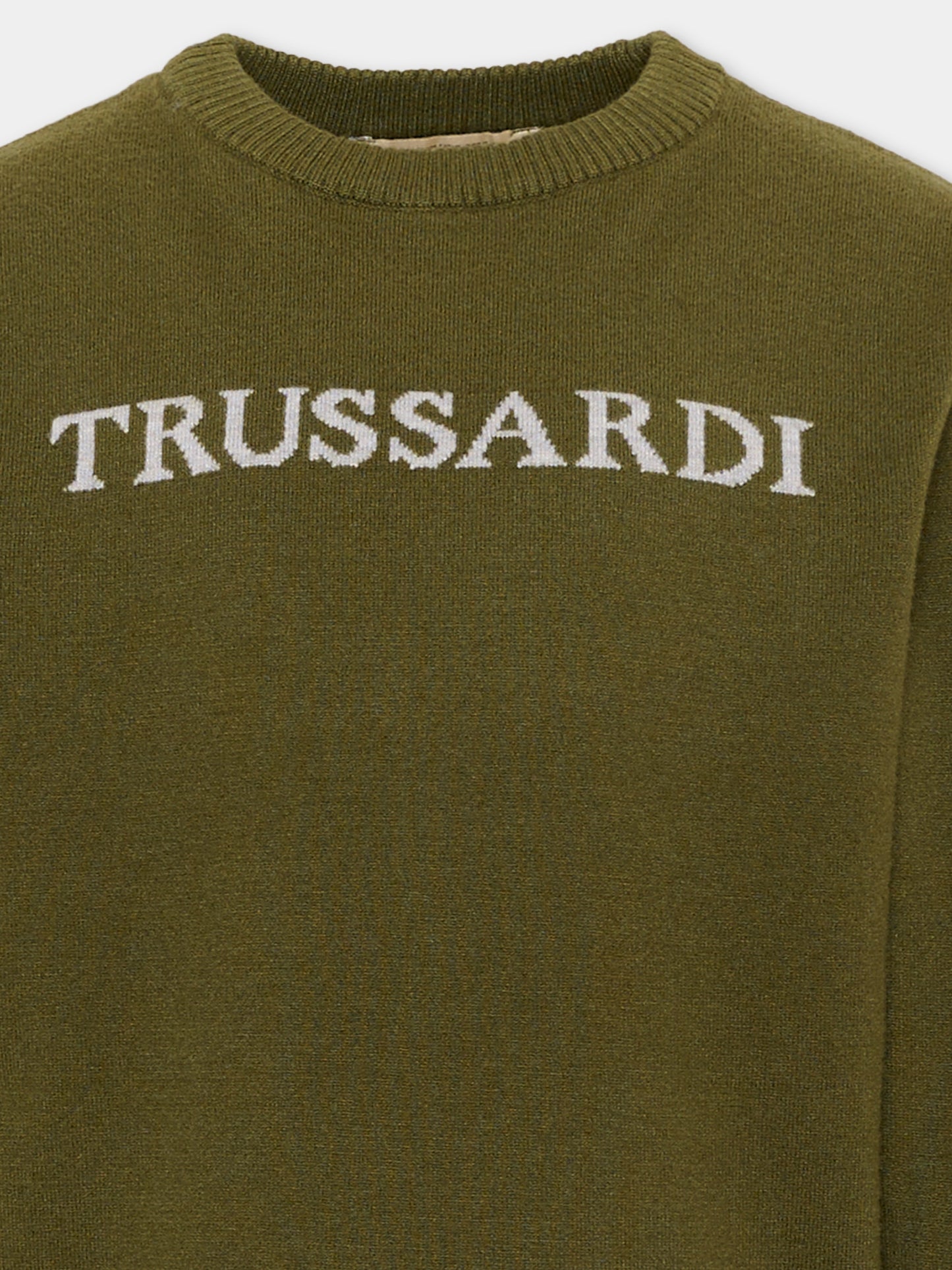 Maglione verde per bambino con logo,Trussardi Junior,TBA26021MA CYPRESS CYPRESS