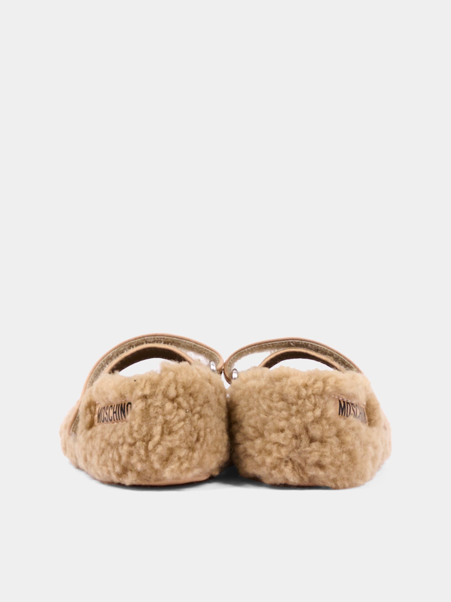 Ballerine beige per neonata effetto pelliccia,Moschino Kids,84051 VAR1