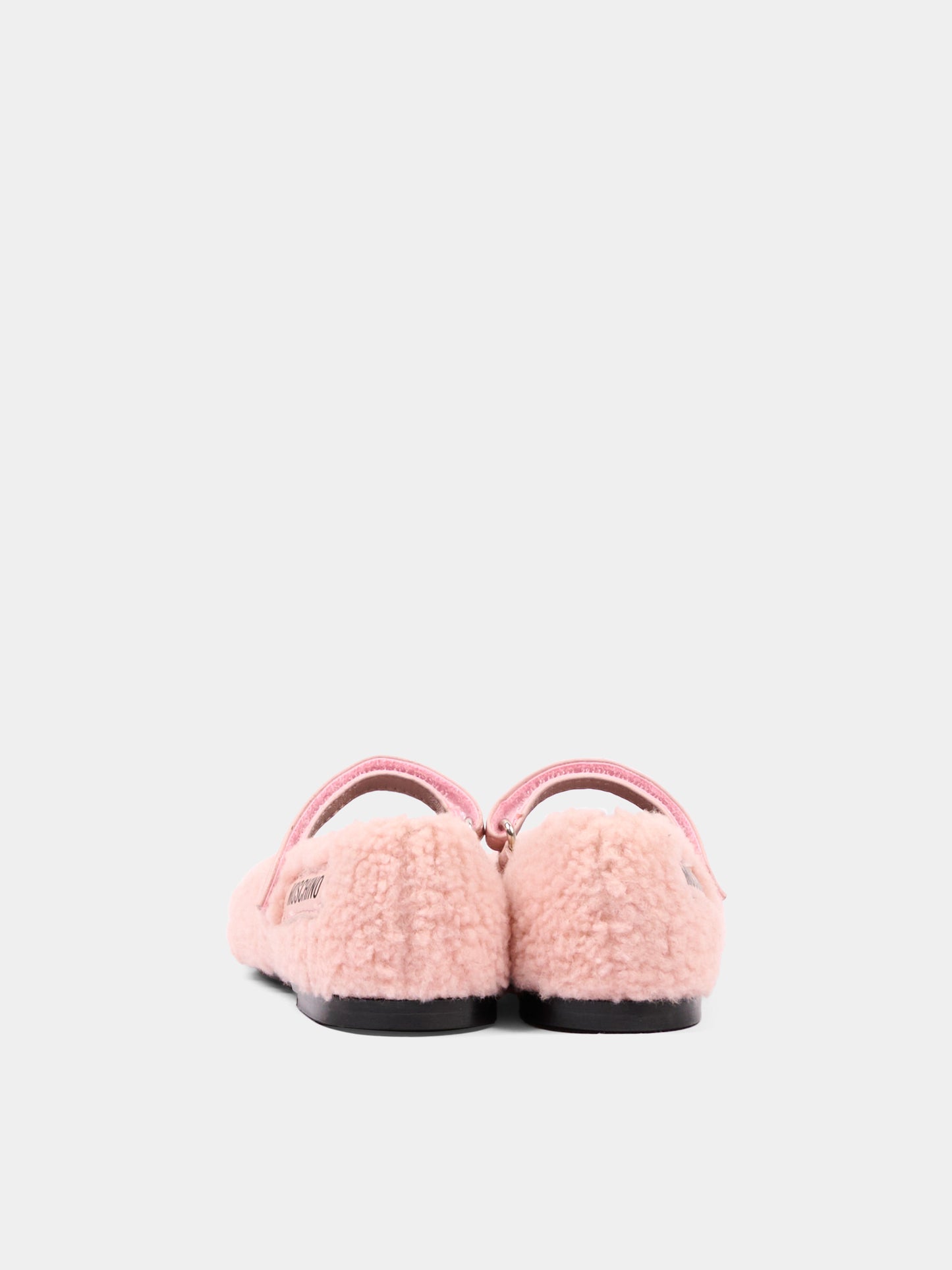 Ballerine rosa per bambina in pelliccia,Moschino Kids,84081 VAR2