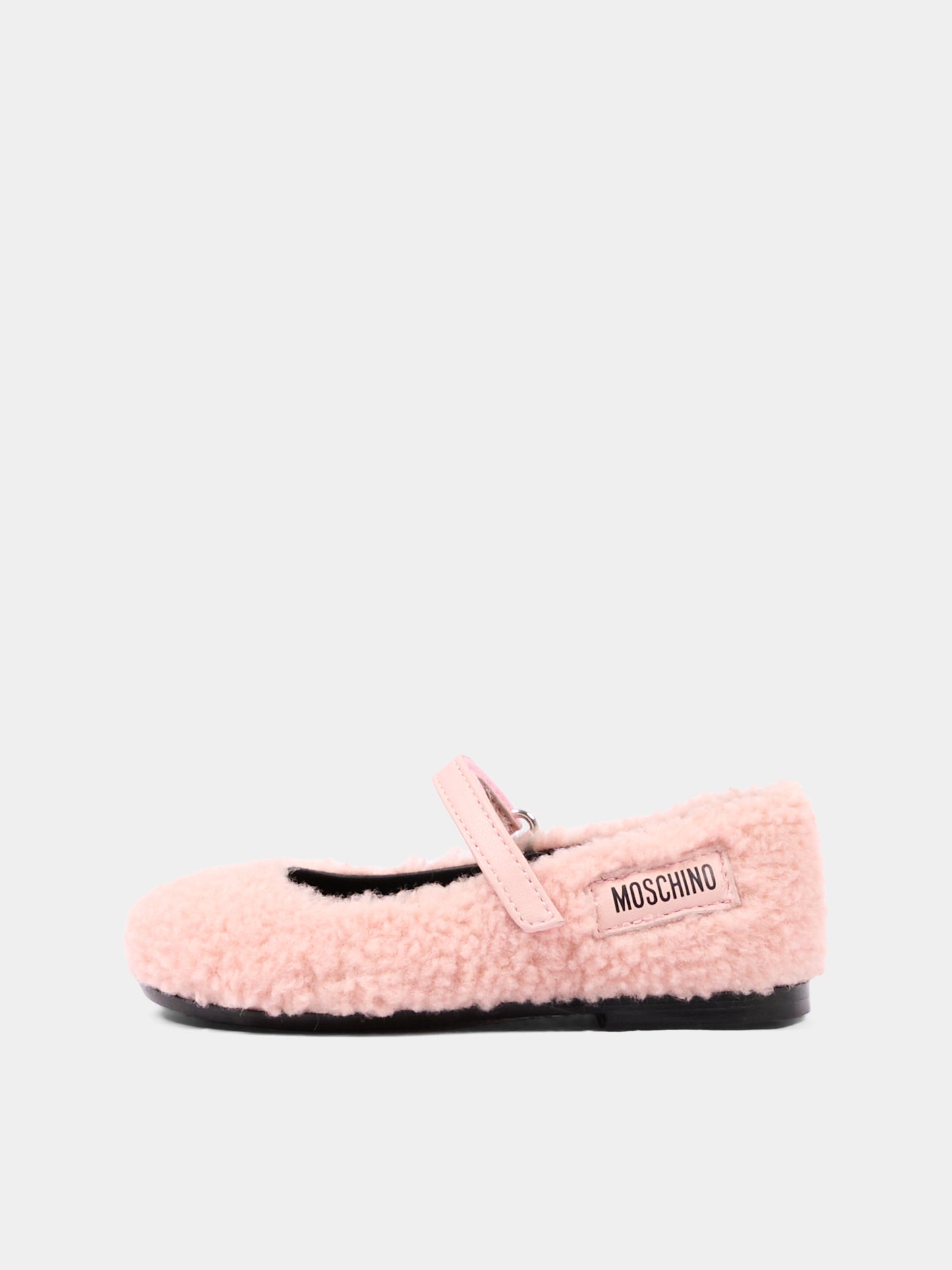 Ballerine rosa per bambina in pelliccia,Moschino Kids,84081 VAR2