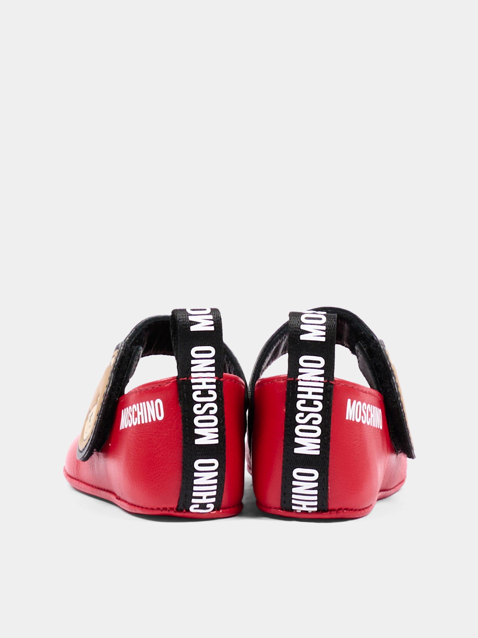 Ballerine rosse per neonata con Teddy Bear,Moschino Kids,84054 VAR1