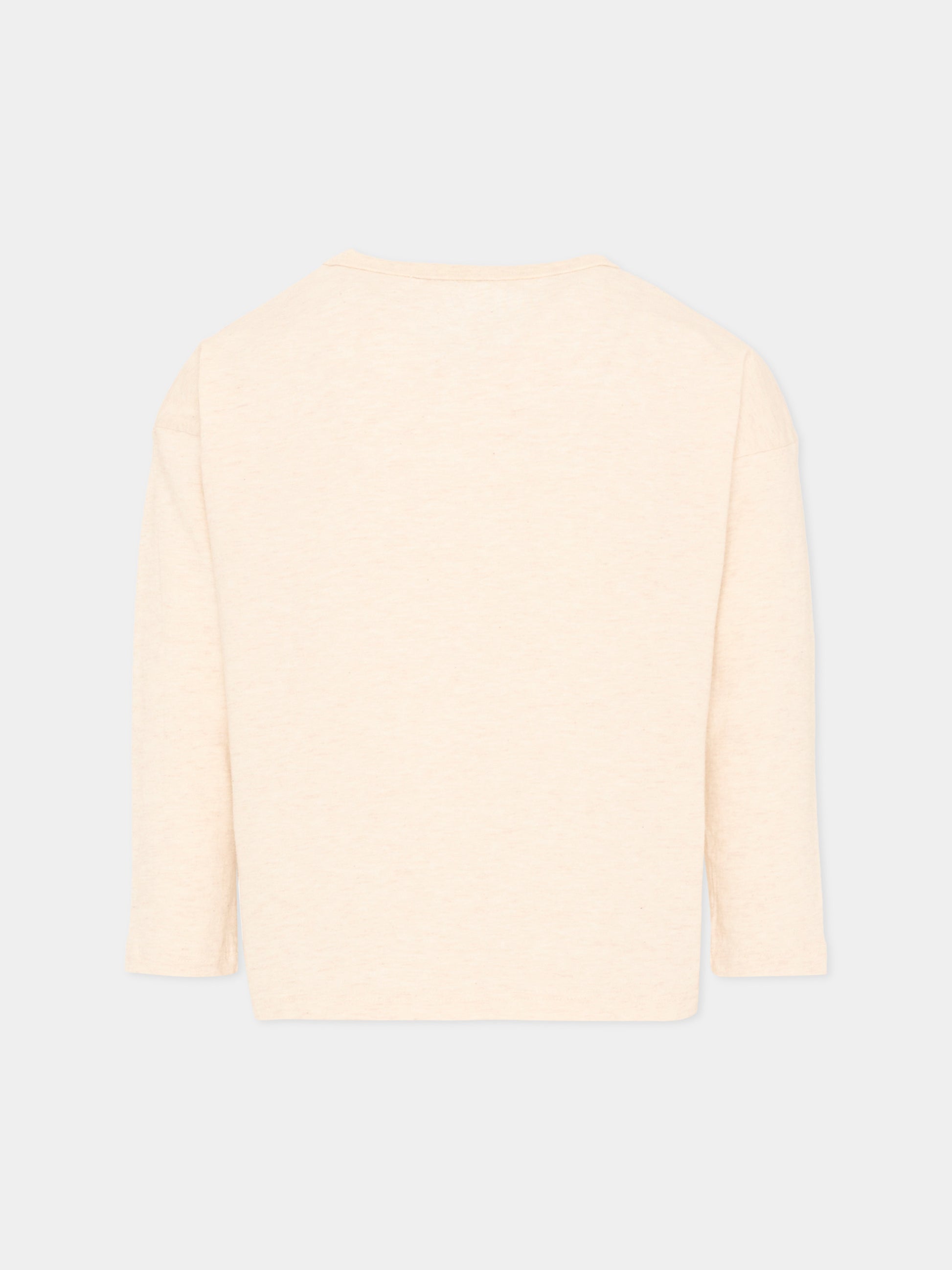 T-shirt a manica lunga beige per bambino con stampa,Bobo Choses,B226AC012