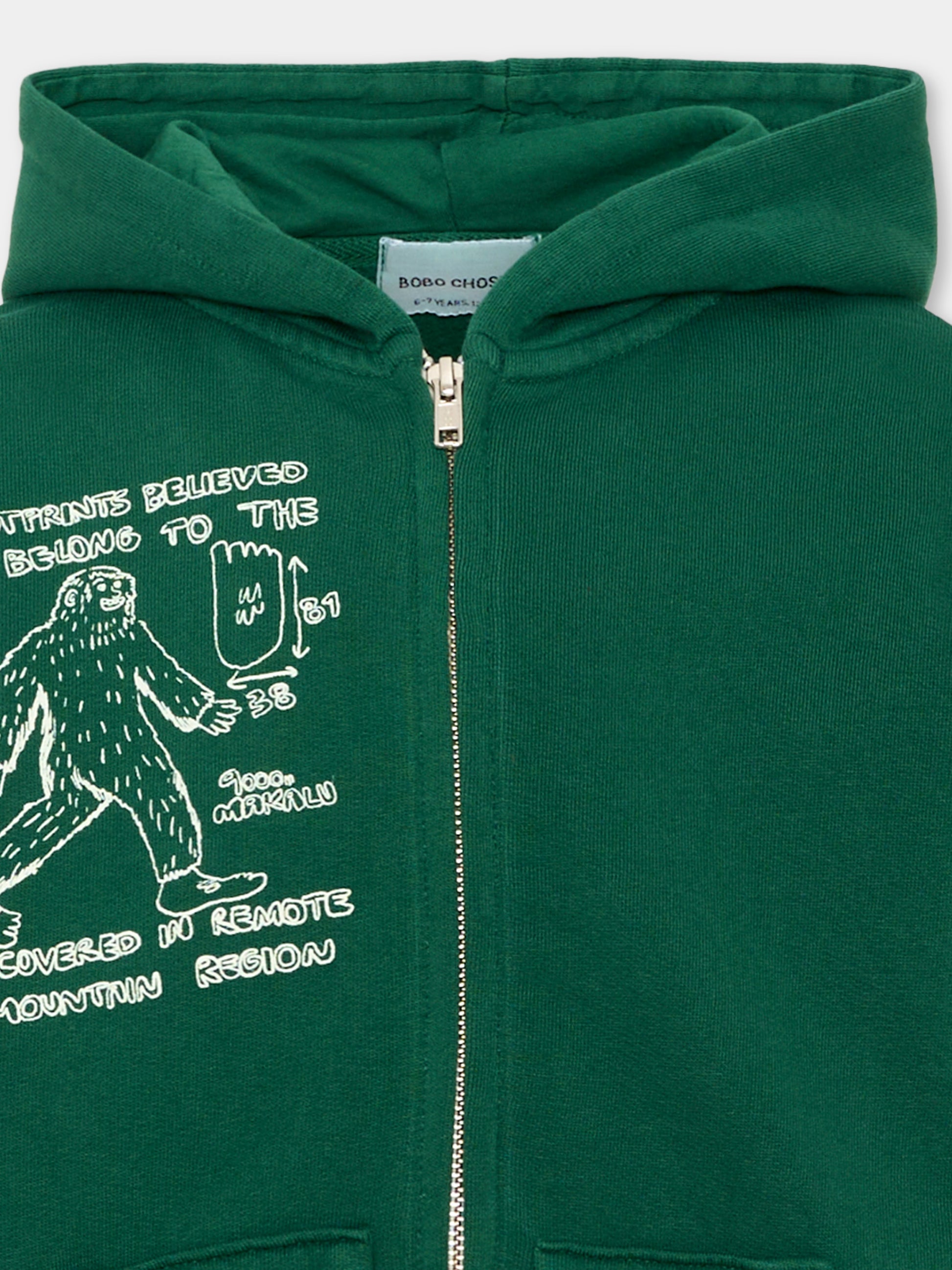 Felpa con cappuccio verde con stampa per bambino,Bobo Choses,B226AC050