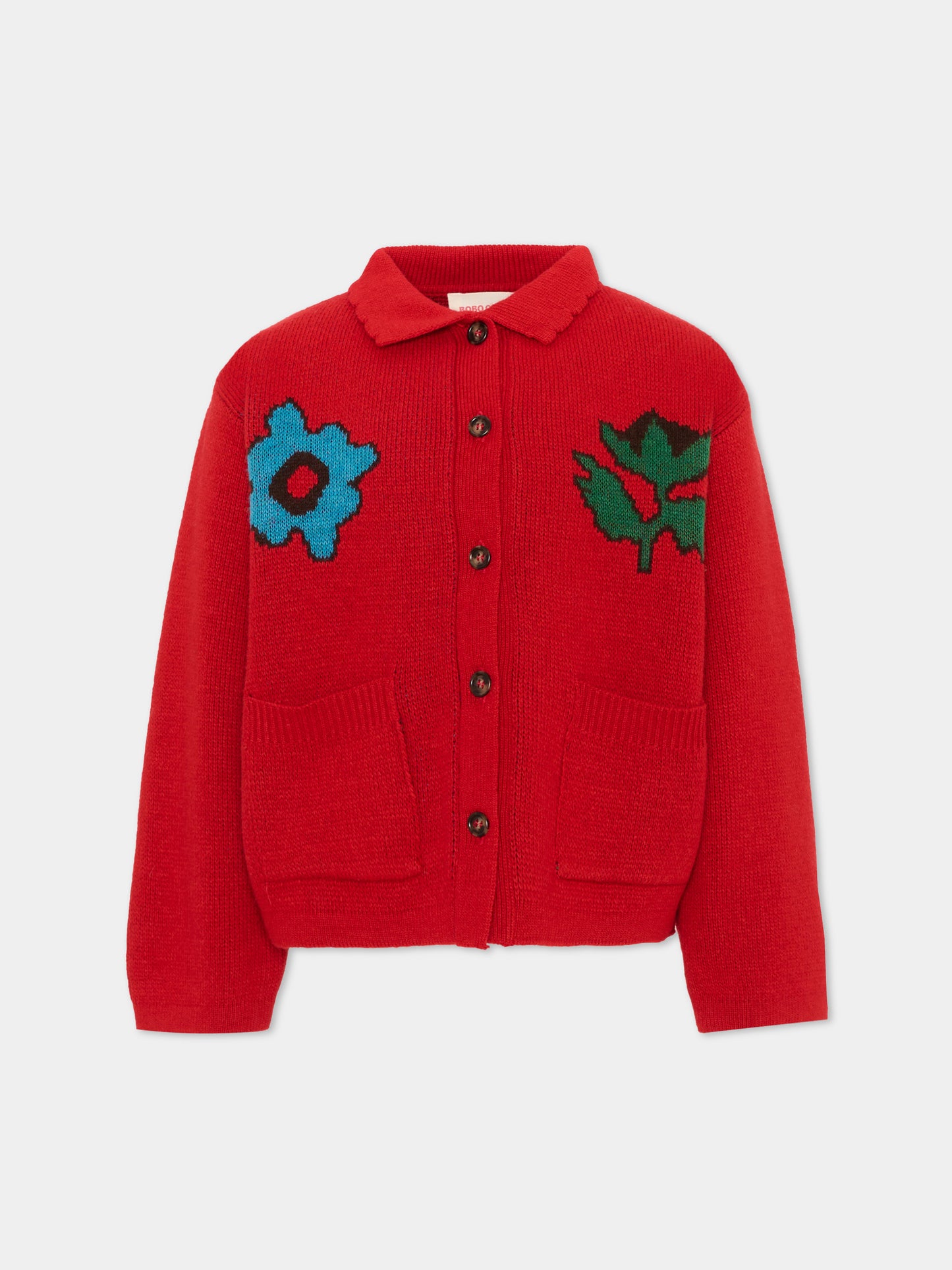 Cardigan rosso per bambina floreale,Bobo Choses,B226AC140