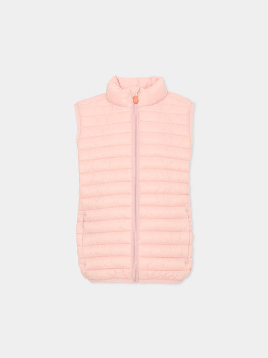 Gilet rosa per bambina trapuntato,Save The Duck Kids,J82430X GIGA20 80007