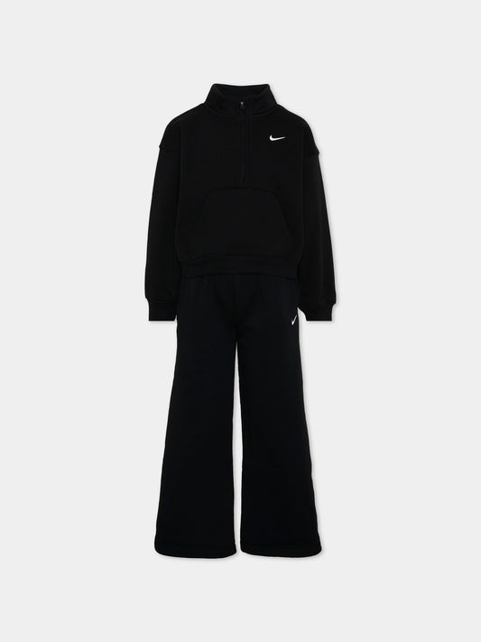 Completo sportivo nero per bambini con logo,Nike,36P242 023