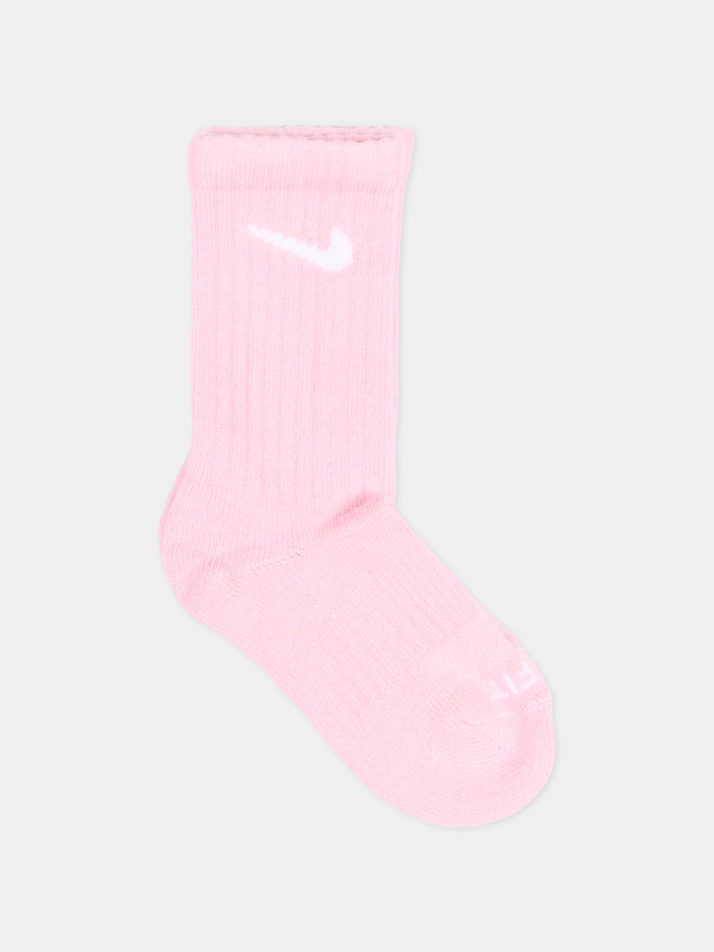 Calza spugna rosa per bambina con logo,Nike,UN0019 V12/RN0019 V12