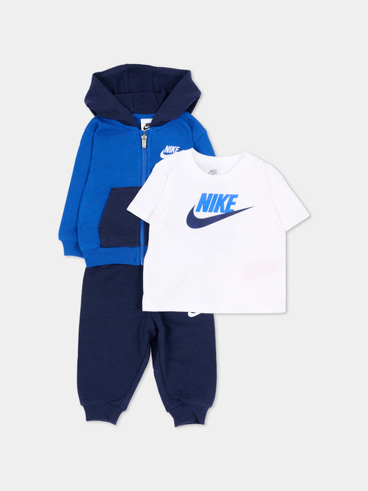 Completo sportivo lungo blu con logo per neonato,Nike,66P282 U90