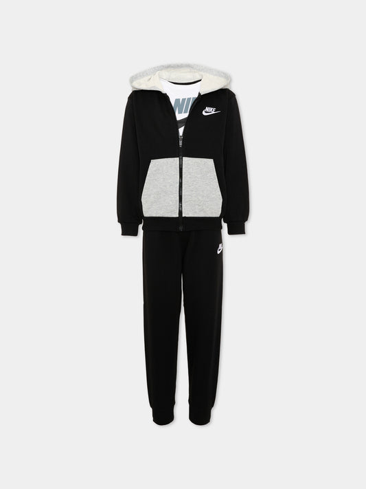 Completo sportivo lungo nero con logo per bambini,Nike,86P282 023