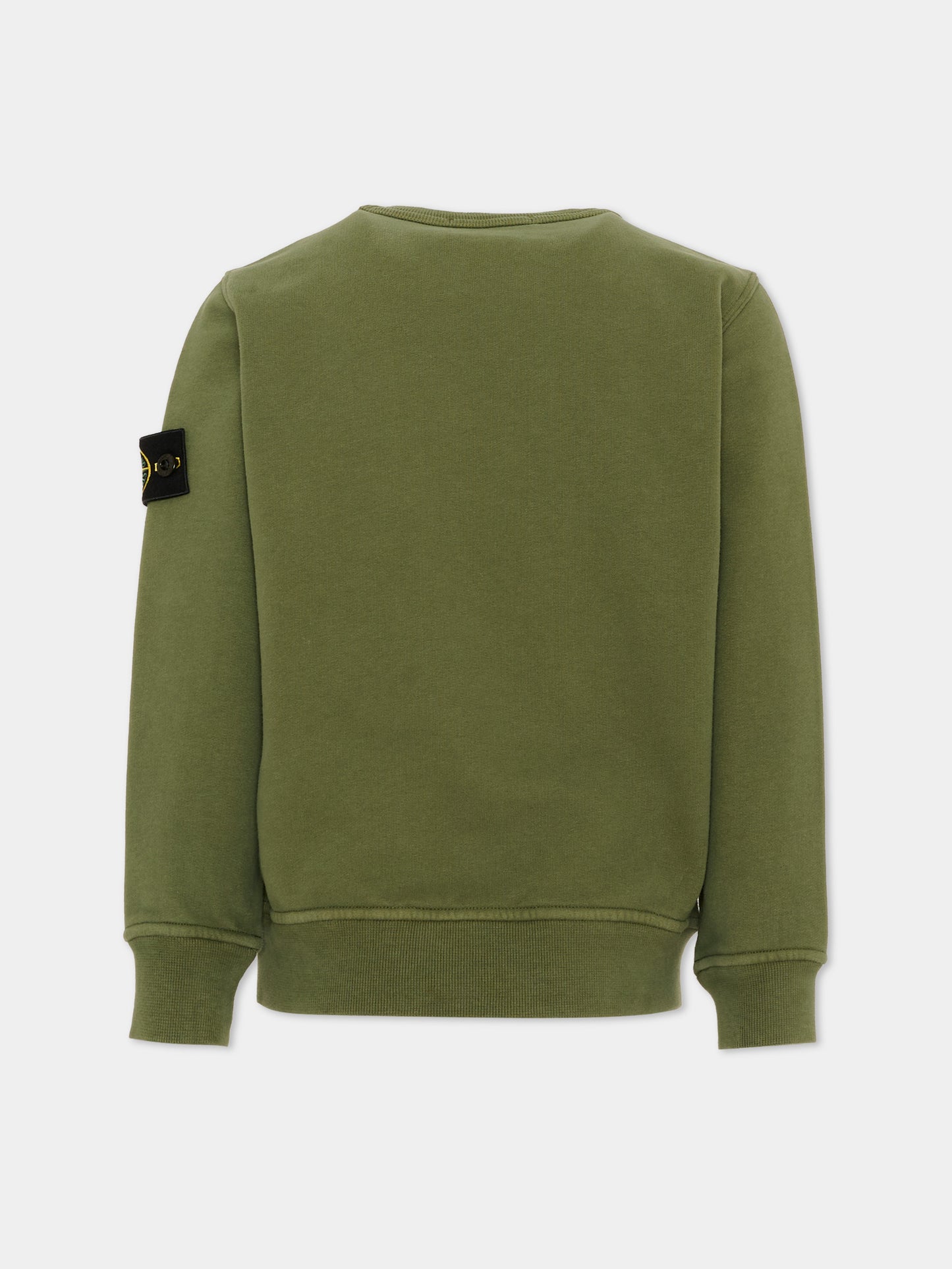 Felpa verde per bambino con logo patch,Stone Island Junior,L2S16 6100001 S0A20 V005G