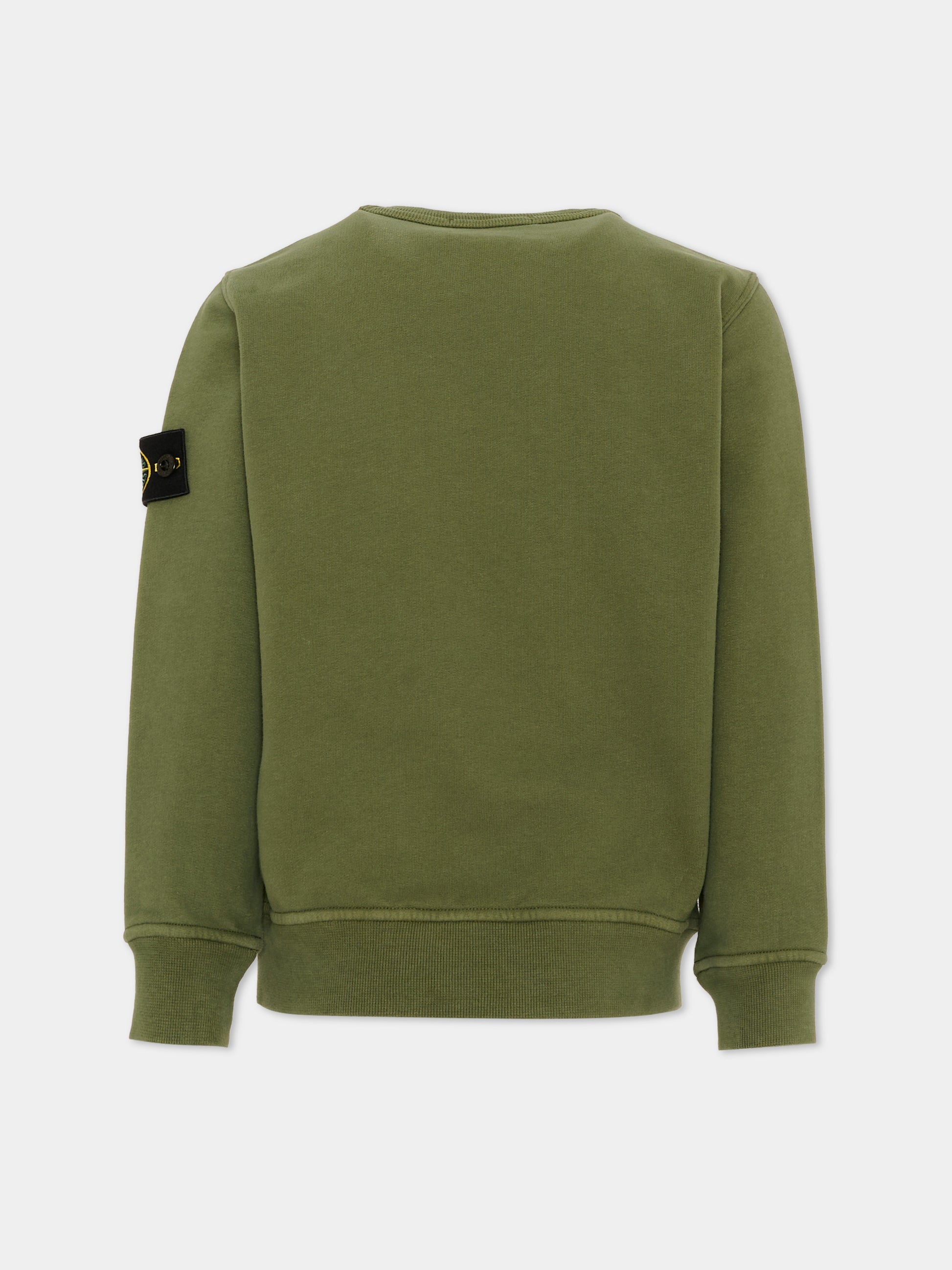 Felpa verde per bambino con logo patch,Stone Island Junior,L2S16 6100001 S0A20 V005G