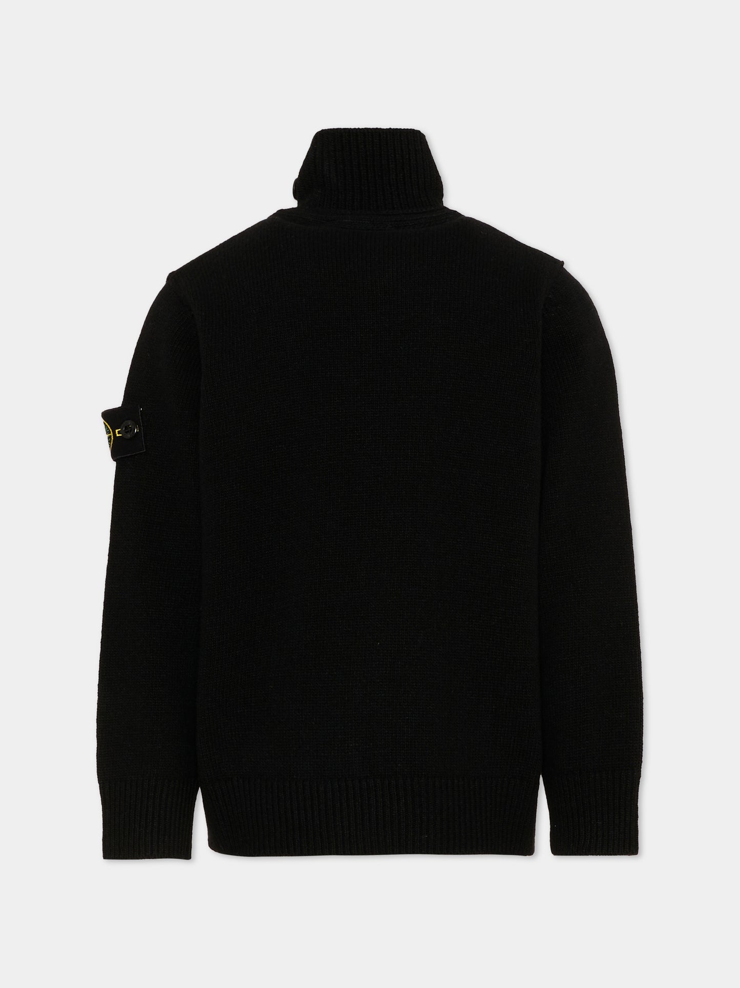 Cardigan nero per bambino con patch logo,Stone Island Junior,L2S16 5100003 S00M1 V0029