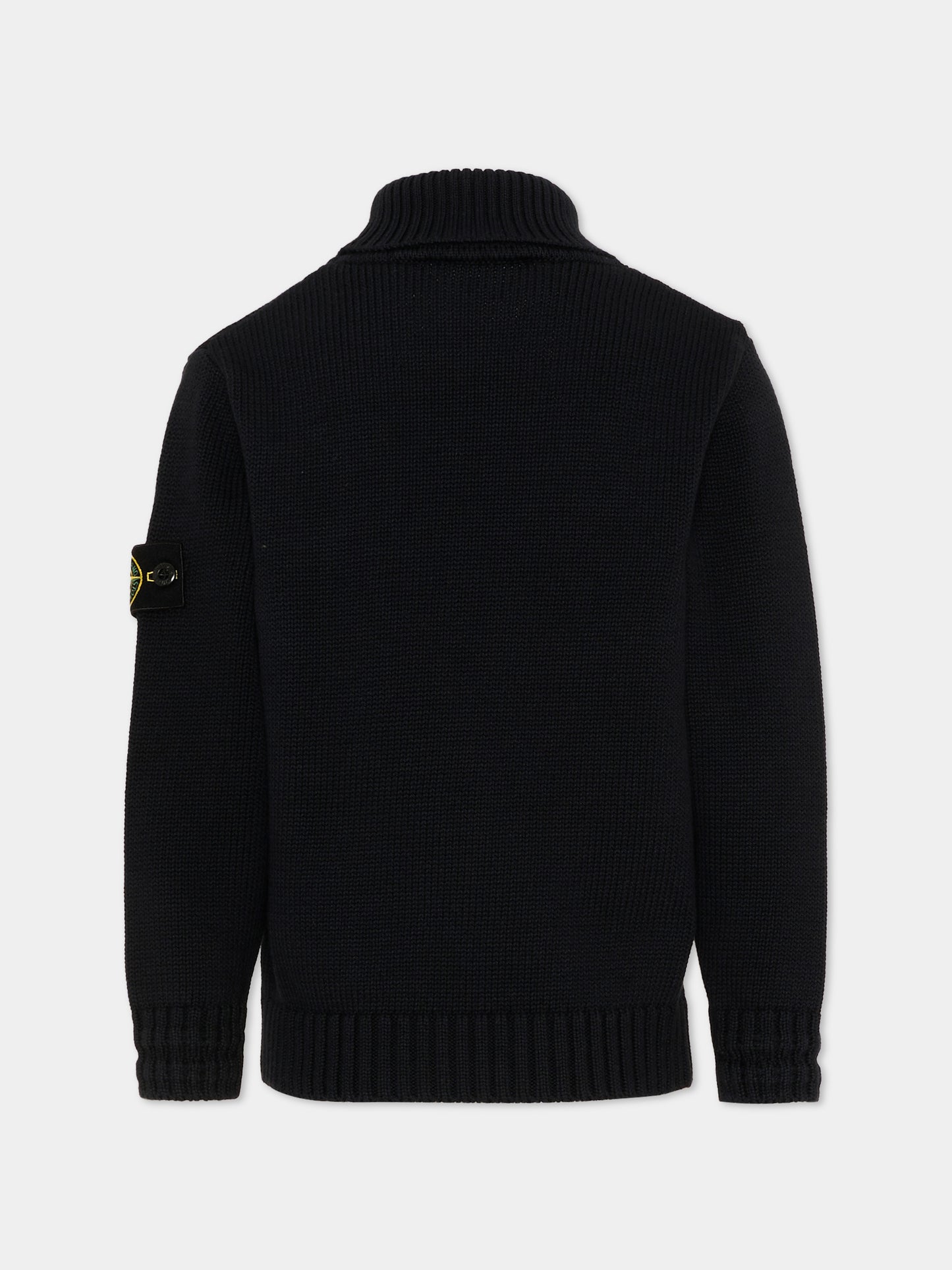 Dolcevita nero per bambino con patch logo,Stone Island Junior,L2S16 5100018 S01A2 V0029