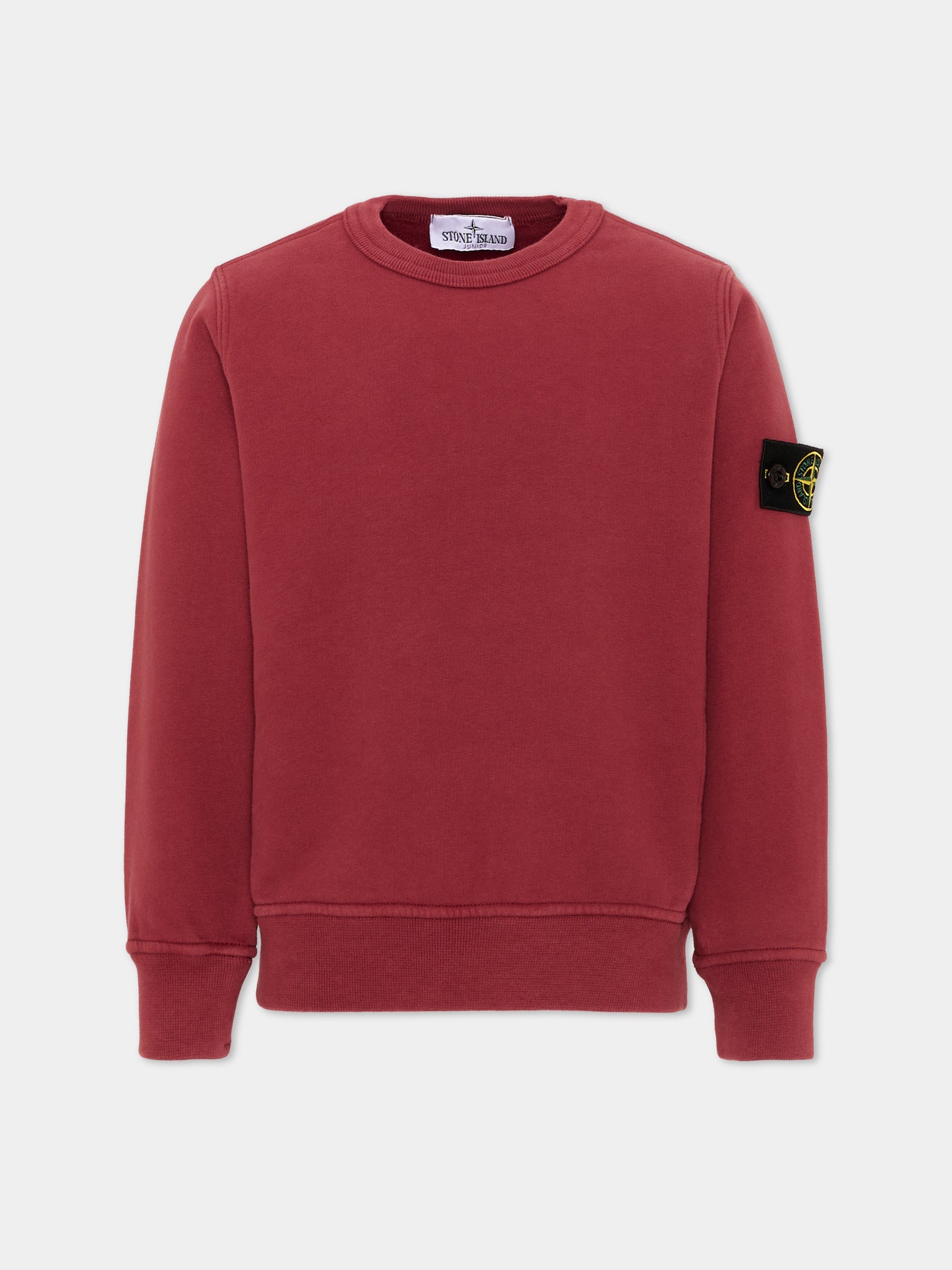 Felpa rossa per bambino con logo patch,Stone Island Junior,L2S16 6100001 S0A20 V0014