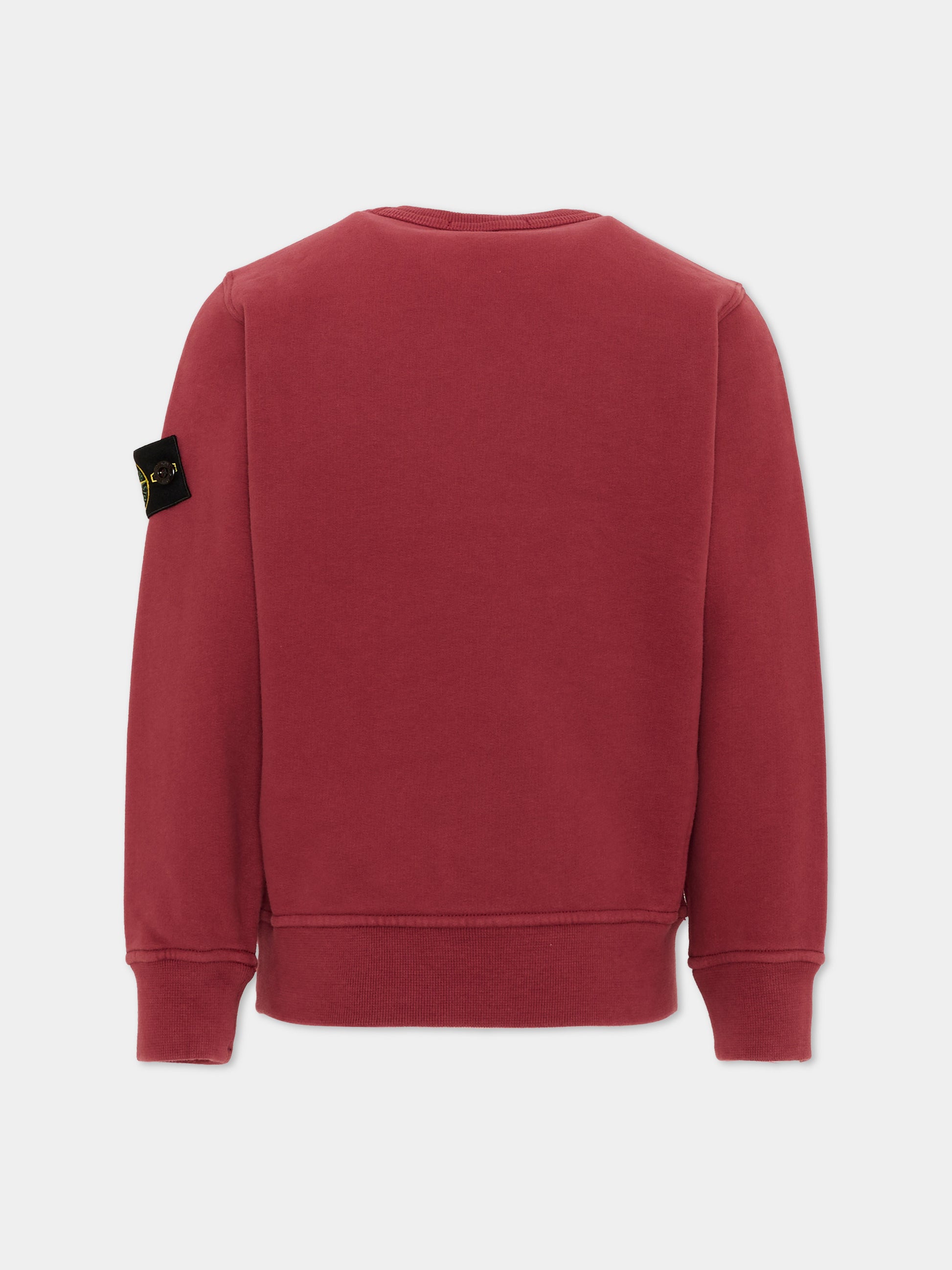 Felpa rossa per bambino con logo patch,Stone Island Junior,L2S16 6100001 S0A20 V0014