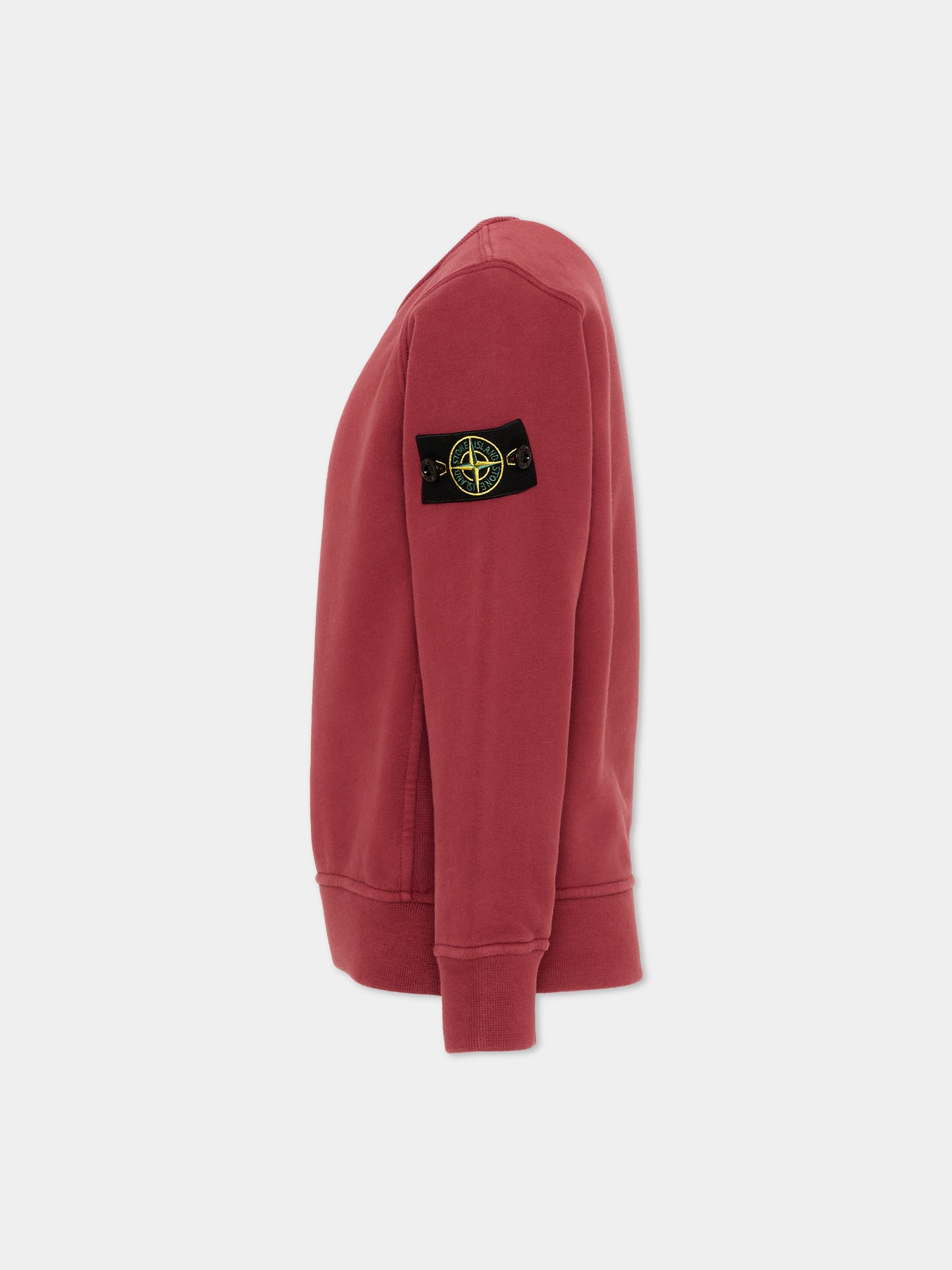 Felpa rossa per bambino con logo patch,Stone Island Junior,L2S16 6100001 S0A20 V0014