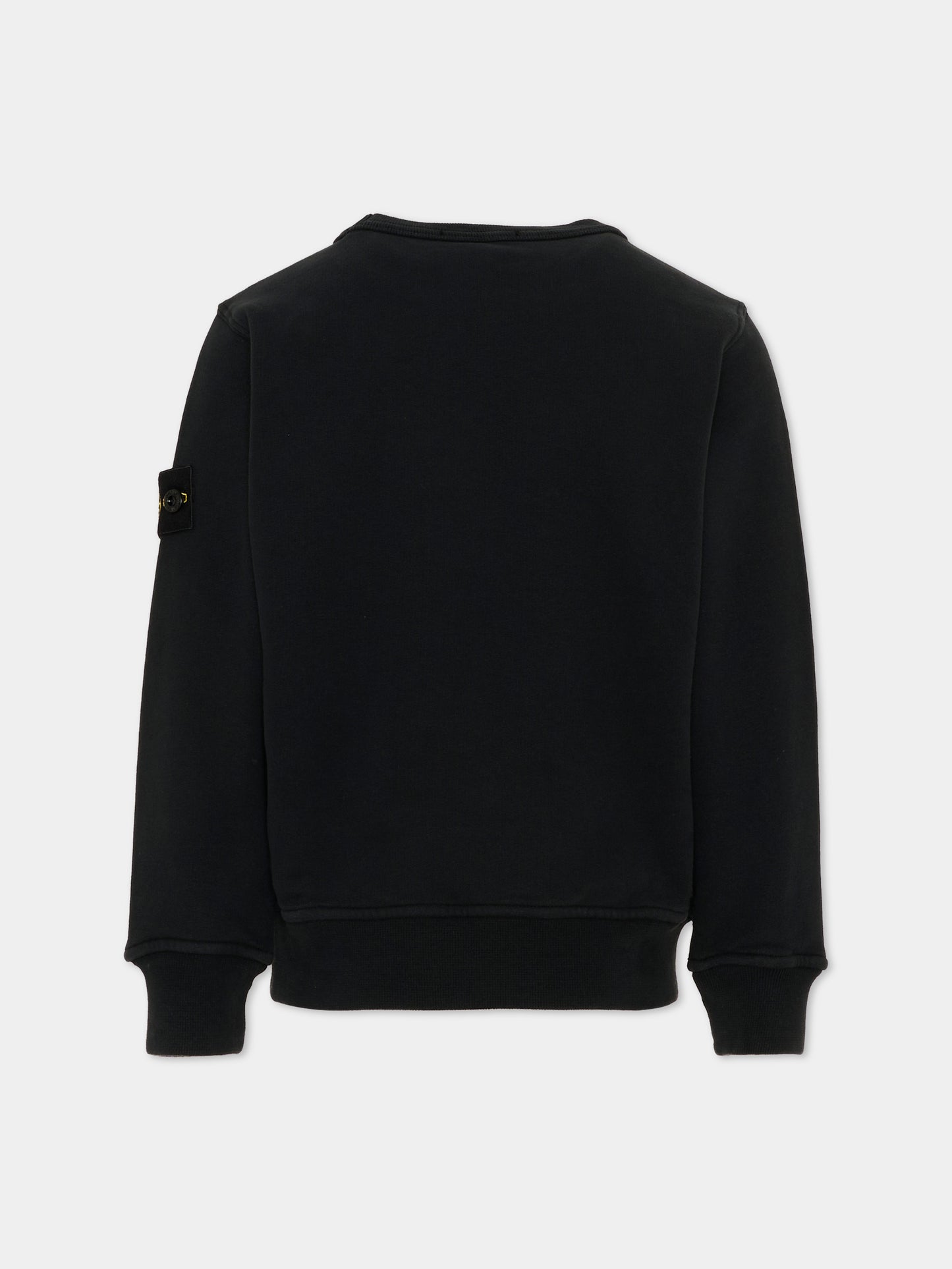 Felpa nera per bambino con logo patch,Stone Island Junior,L2S16 6100001 S0A20 V0029