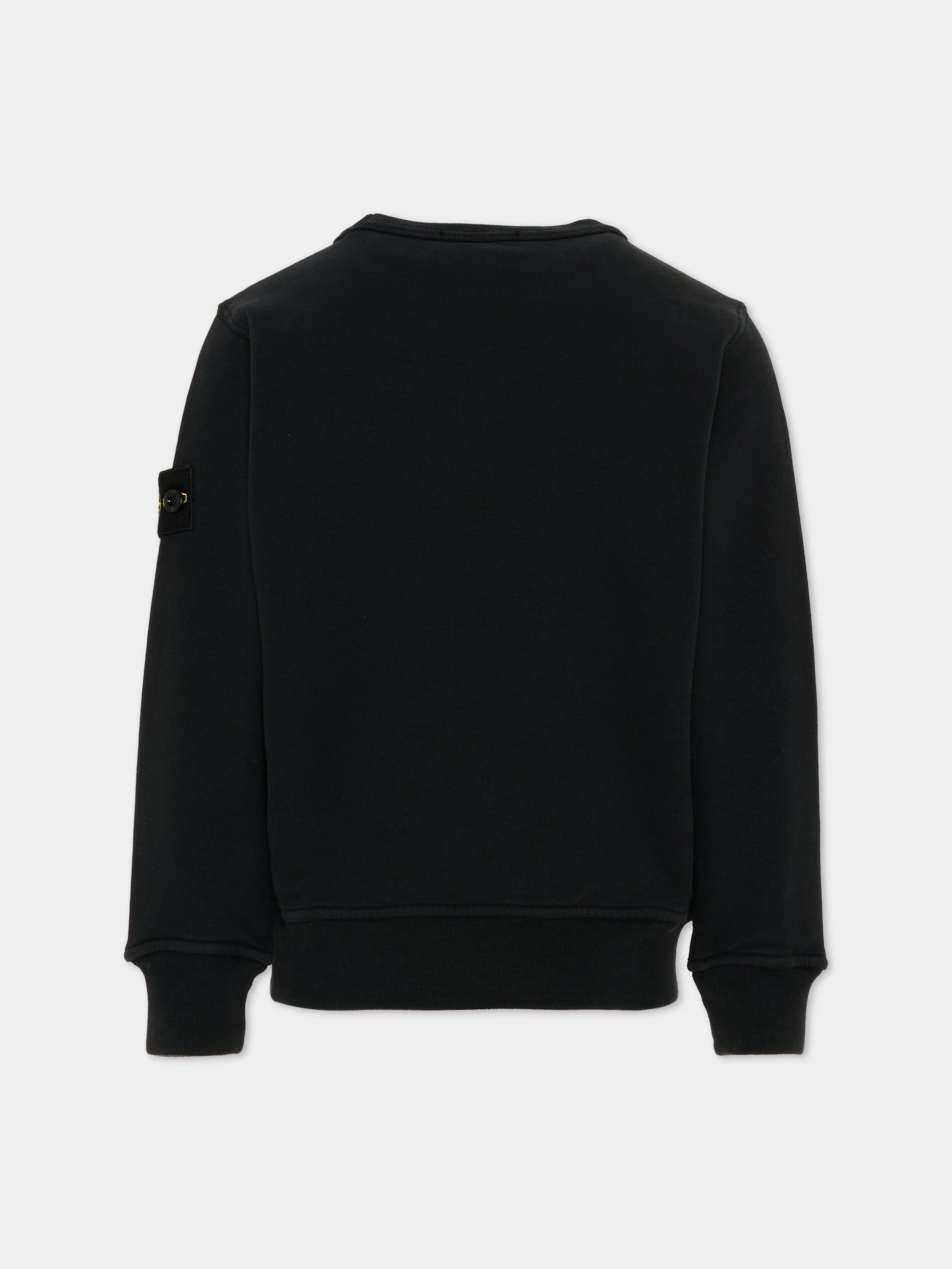 Felpa nera per bambino con logo patch,Stone Island Junior,L2S16 6100001 S0A20 V0029